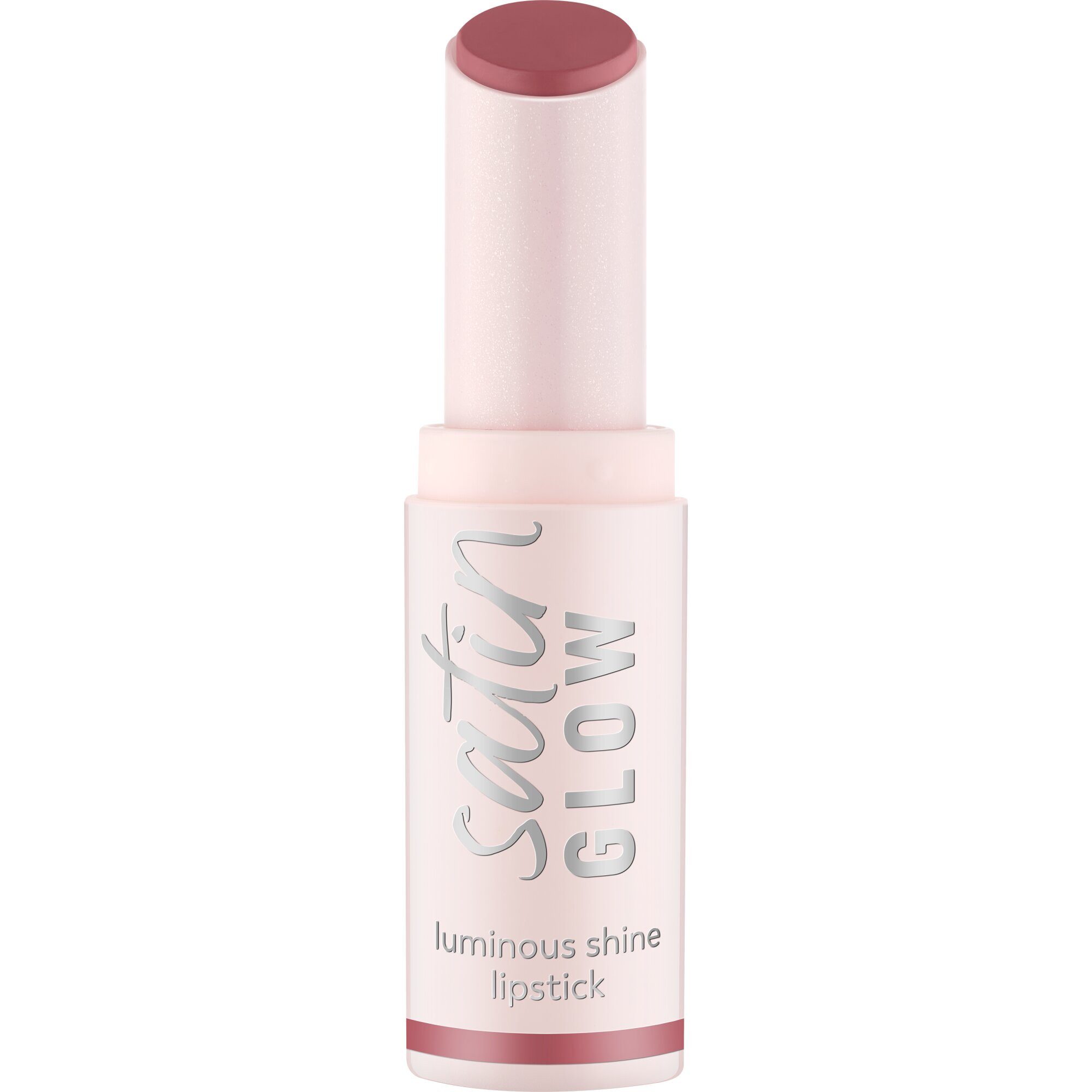 Essence Lippenstift SATIN GLOW LUMINOUS SHINE LIPSTICK, 3-tlg., Satin-Finish, langanhaltend, Farbintensiv, hohe Deckkraft