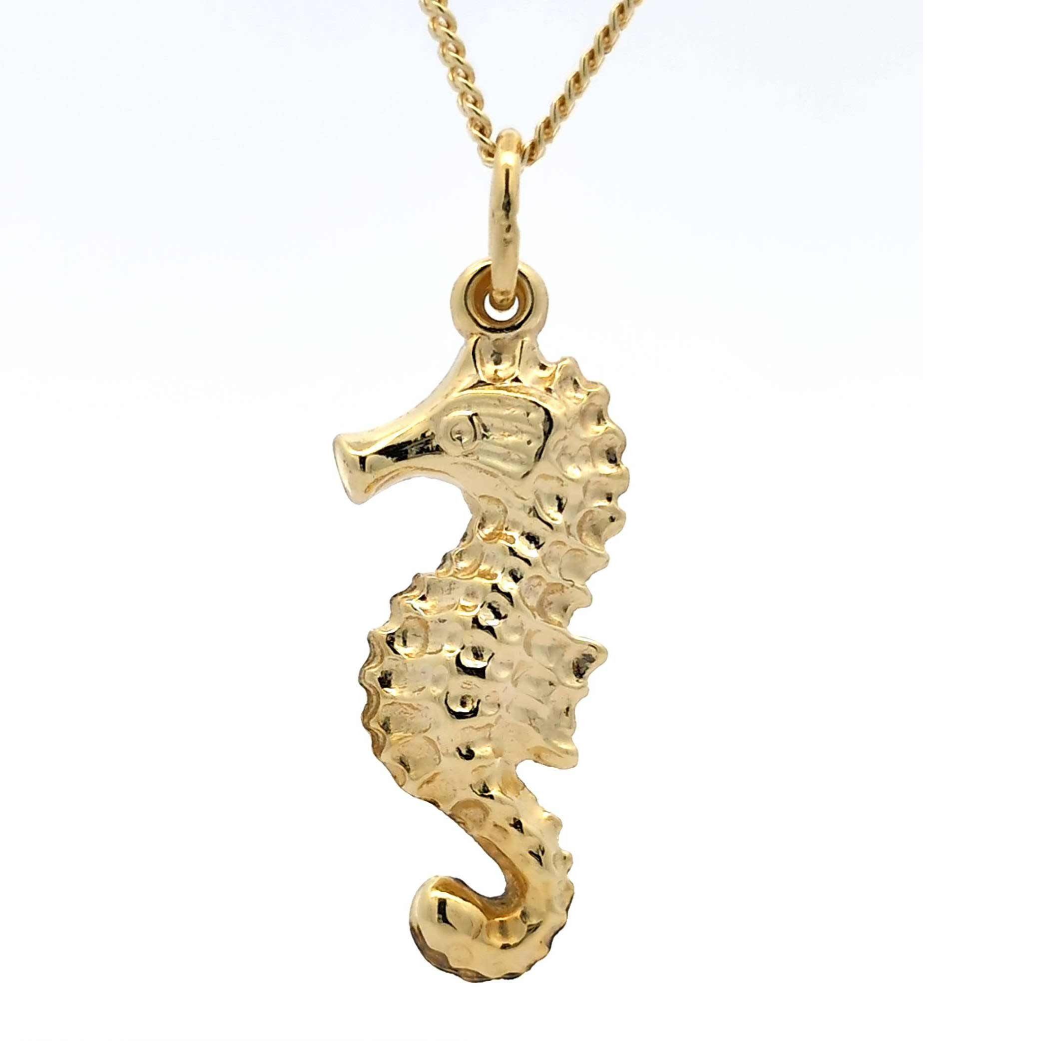 Kettenanhänger Gold Anhänger Seepferdchen mit Goldkette 333-8 Karat Gold 36 cm