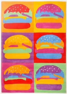 Kinderteppich Burger, THEKO, rechteckig, Höhe: 15 mm, Kurzflor, kräftige Farben, Kinder- und Jugendzimmer