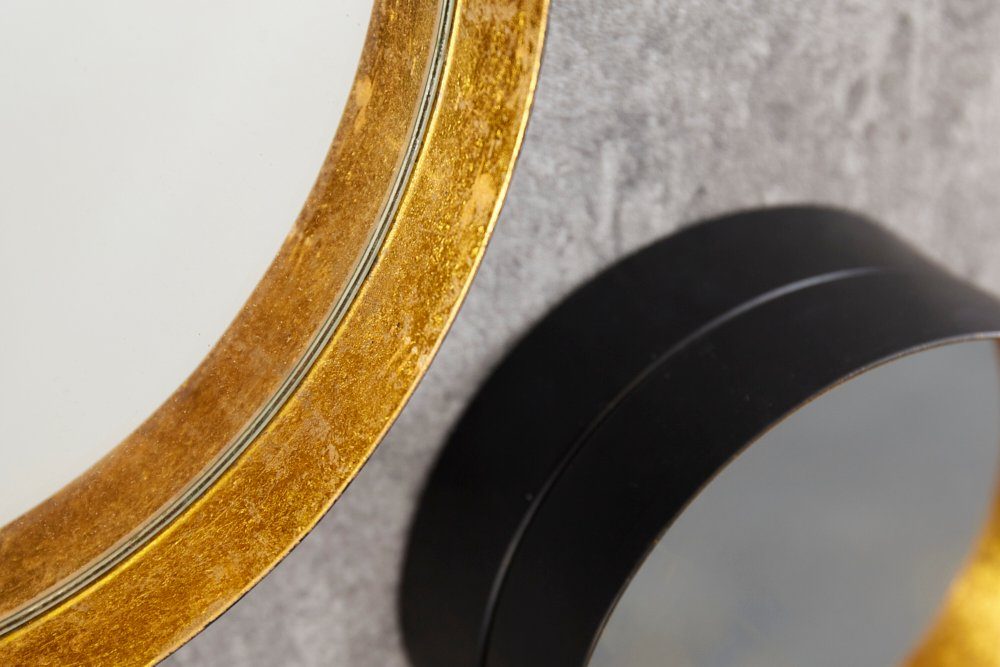 riess-ambiente Wandspiegel / Handarbeit rund (Set, gold · 25cm Deko 3-St), · mit Rahmen VARIATION · · schwarz Wohnzimmer