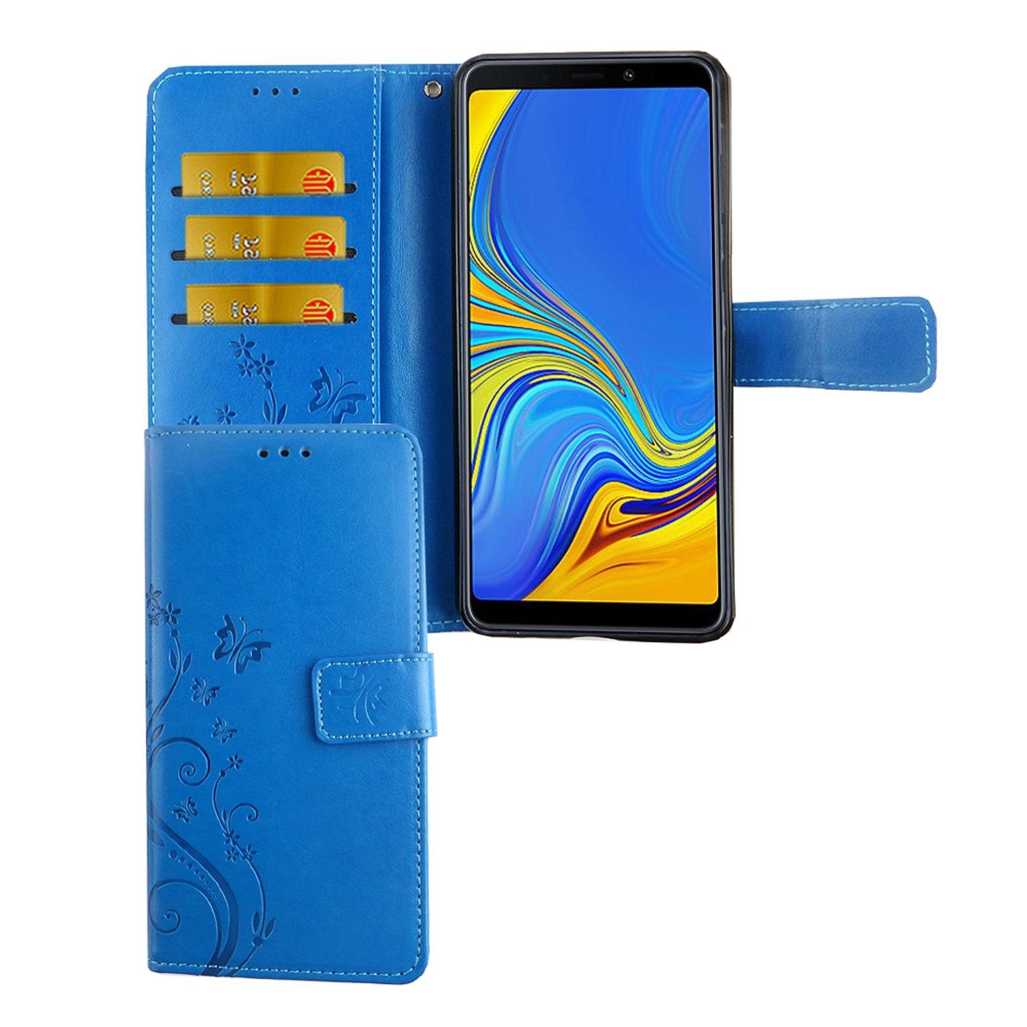 König Design Handyhülle Samsung Galaxy A7 (2018), Samsung Galaxy A7 (2018)  Handyhülle Bookcover Blau