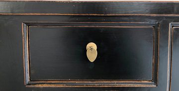 OPIUM OUTLET Lowboard Asiatische Kommode Chinesischer Schrank Lowboard, schwarz, Orientalisches TV Sideboard fernöstlich, Vintage-Stil Landhaus Antikstil, Breite 177 cm Höhe 60 cm