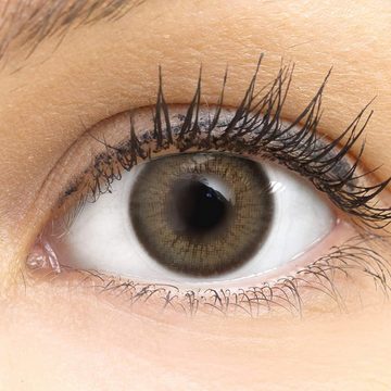 GLAMLENS Monatslinsen Sehr stark deckende und natürliche graue Kontaktlinsen "Bari Gray"