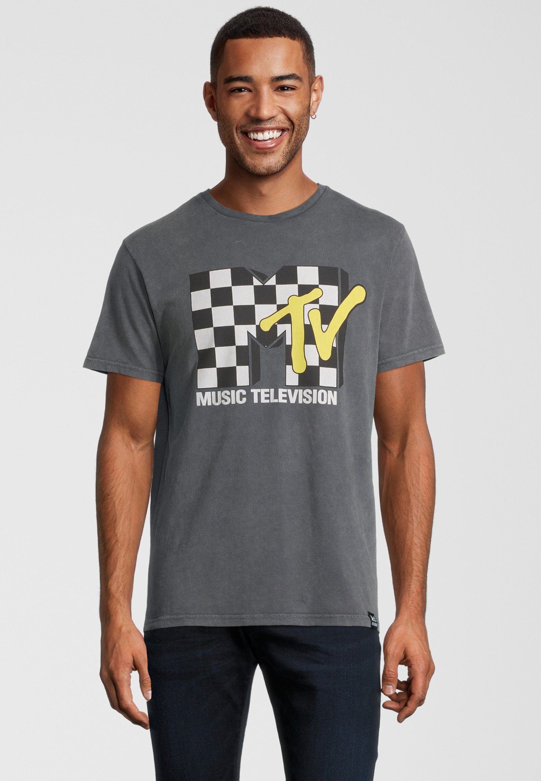 Recovered T-Shirt MTV Checkered Logo GOTS zertifizierte Bio-Baumwolle