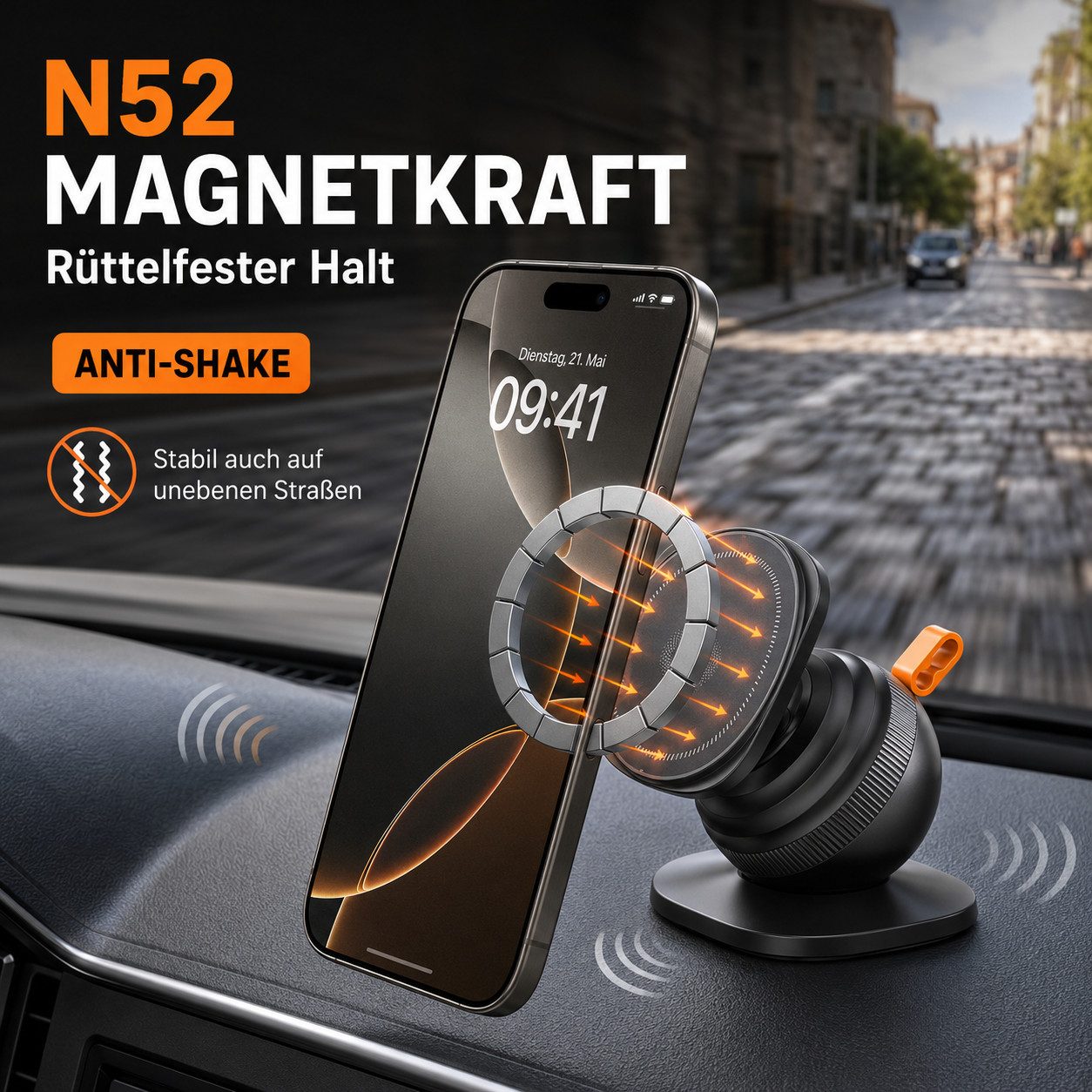 Luckice Handy-Halterung Stark magnetische Handyhalterung für das Armaturenbrett im Auto, (Set, Universell passend für Auto, Für Schreibtisch Fitnessstudio Reise – Bild 4 von 5