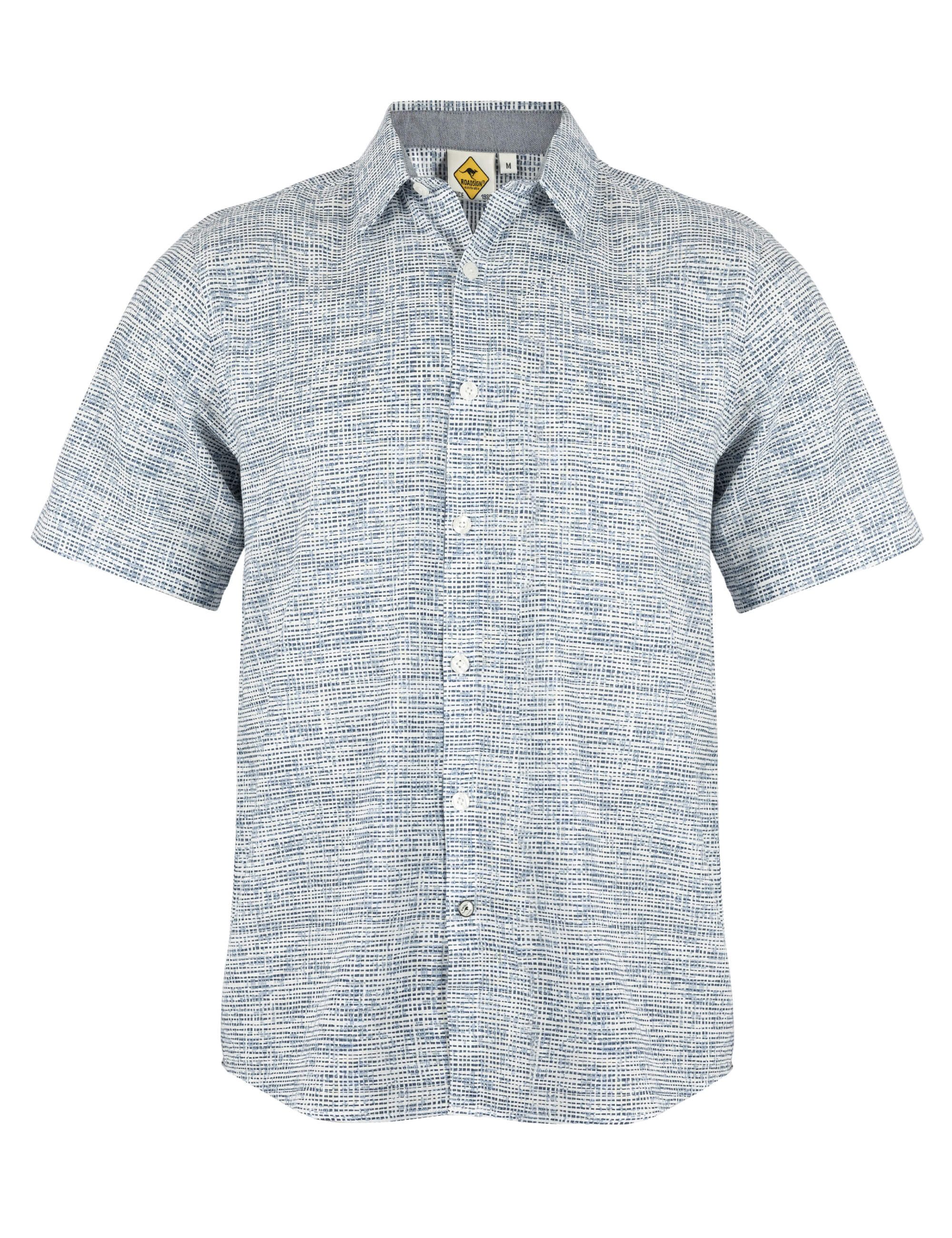 ROADSIGN australia Kurzarmhemd Blueprint (1, 1-tlg., 1) feines Muster in softer 100% Baumwollqualität für entspannte Anlässe