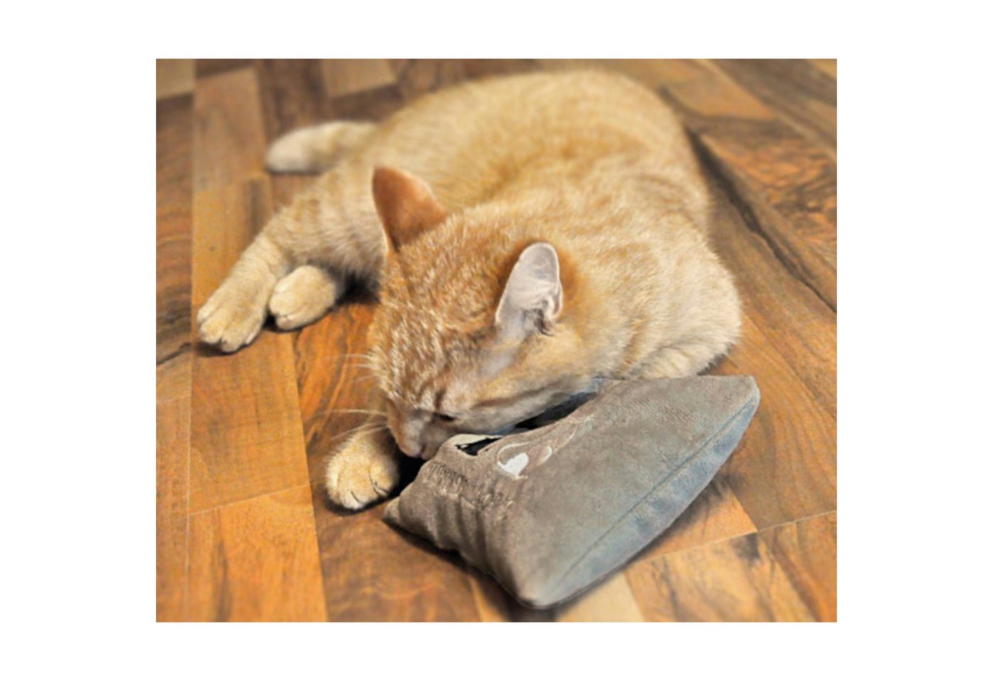 Thumbnail - Aumüller Raschelkissen Katzenspielkissen True Love Mini, Schmuseplüsch grau, Schmuseplüsch