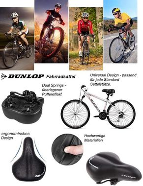 Dunlop Fahrradsattel FGC19 bequemer Gel Fahrradsattel, Komfortsattel Unisex Cityradsattel (Fahrradsitz für Damen & Herren, Belastbarkeit 125 kg), Fahrradsattel für Rennrad, Trekkingrad Mountain Bike Sattel Gelsattel