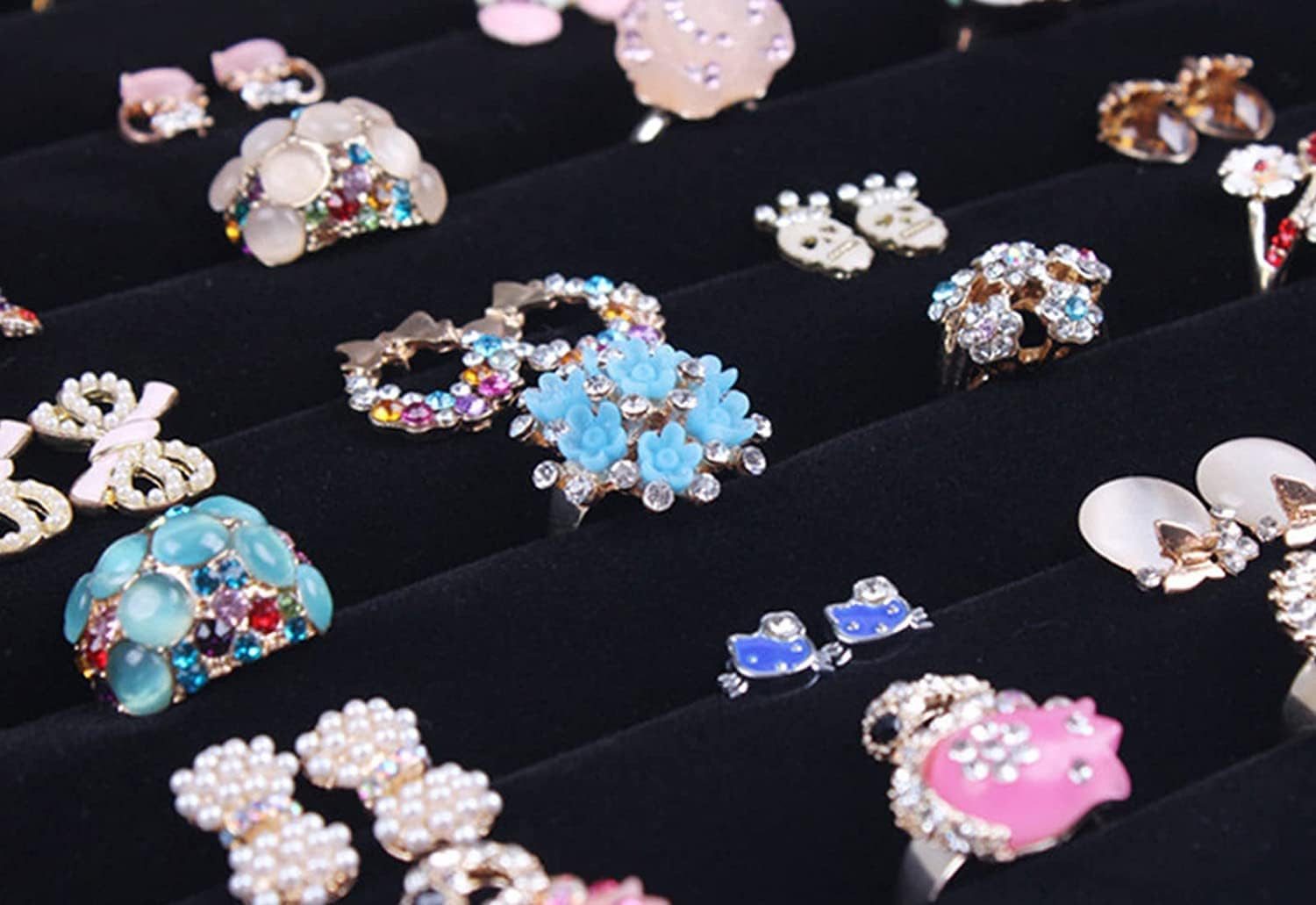PIQIUQIU Schmuckkasten Ring Schmuckkästchen kasten -Aufbewahrungsbox, Glasabdeckung (Elegante Schmuckbox mit Glasabdeckung., Schmuckaufbewahrung für verschieden – Bild 3 von 5