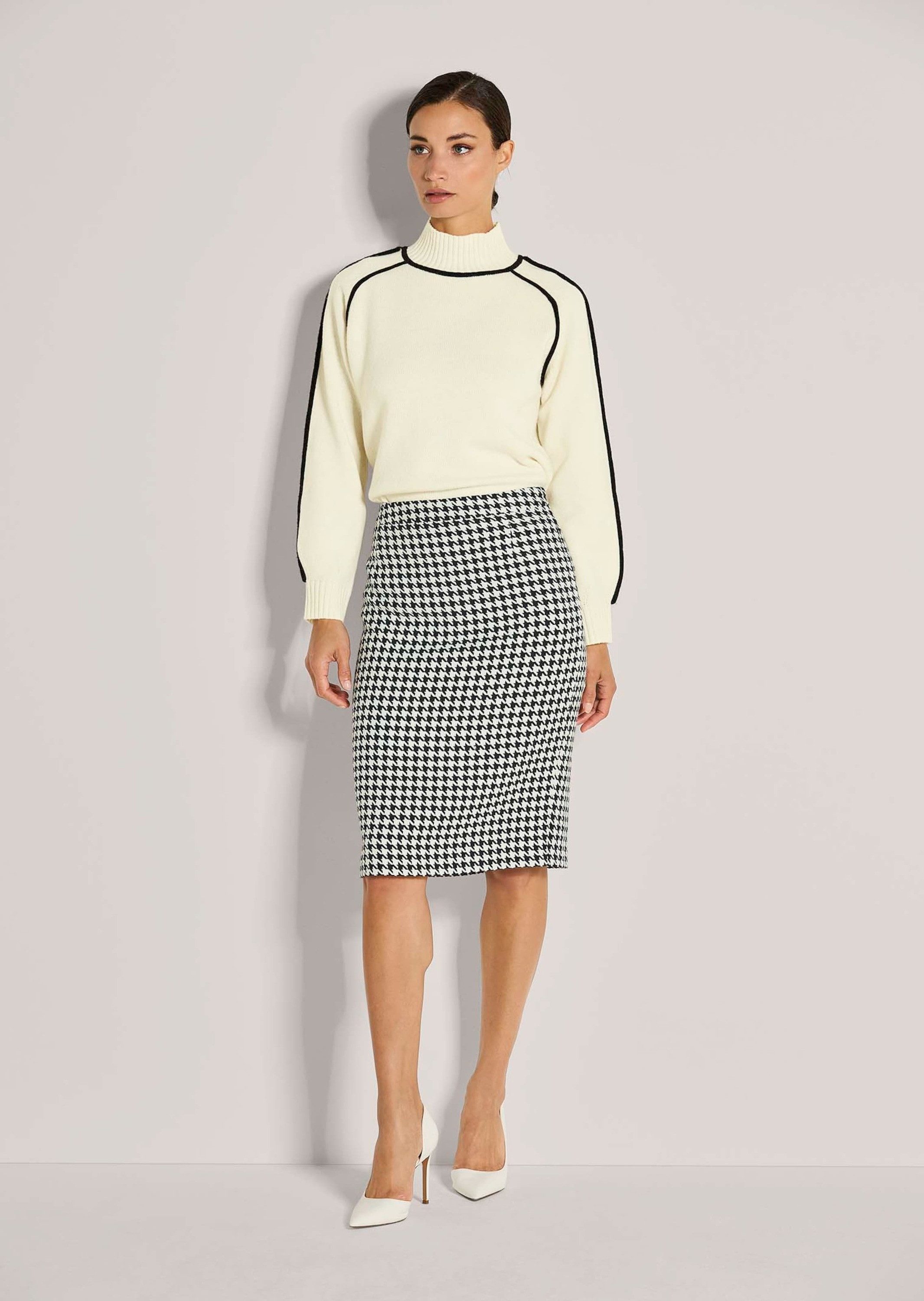 MADELEINE Bleistiftrock Midi Hahnentritt-Rock Pencilskirt mit Formbund und günstig online kaufen