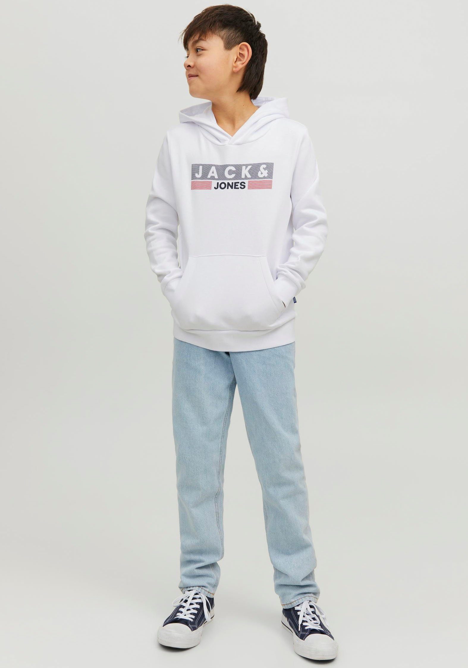 HOOD JNR & SWEAT JJECORP Jack LOGO Junior white NOOS Kapuzensweatshirt PLAY4 Jones