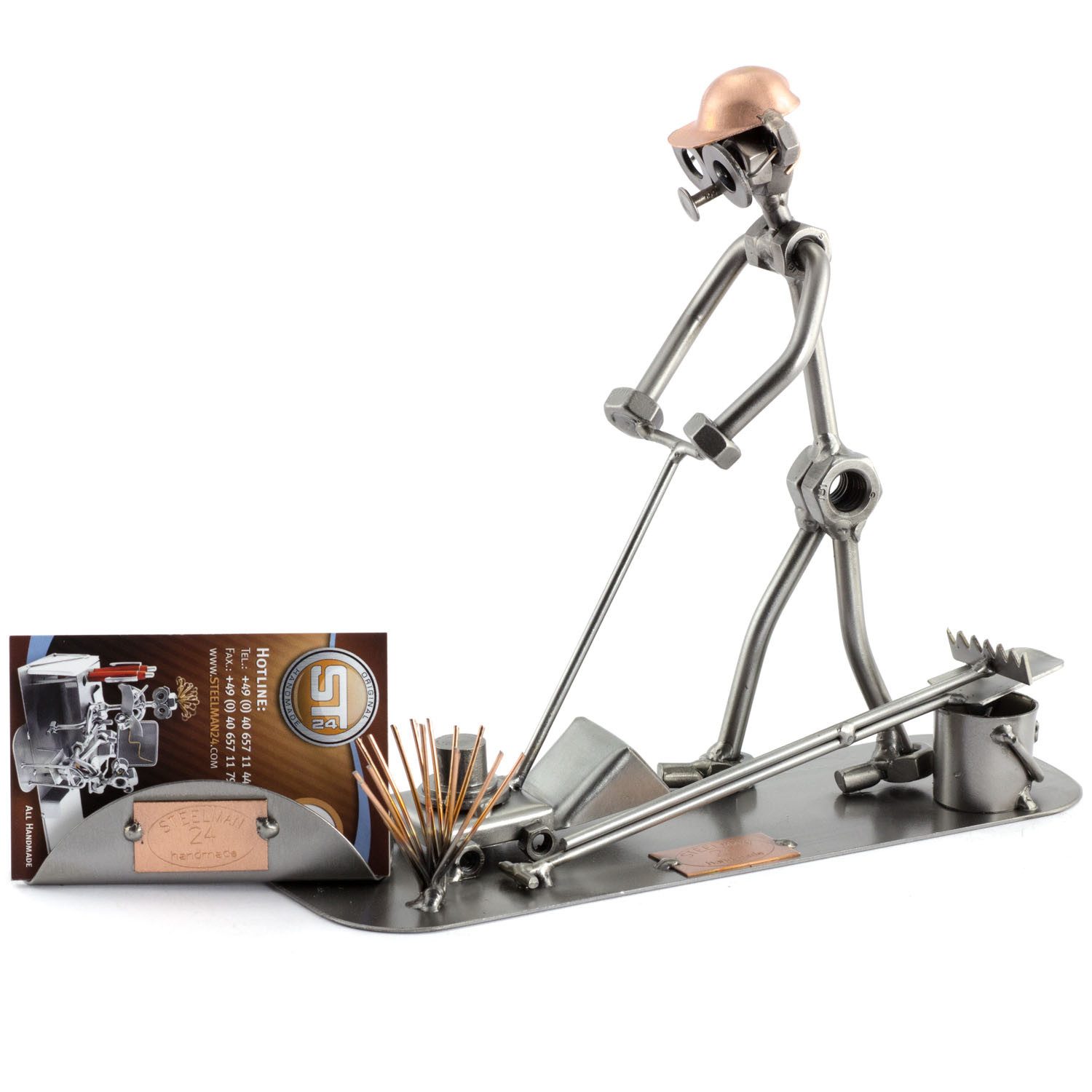 Steelman24 Dekofigur Gärtner mit Visitenkartenhalter