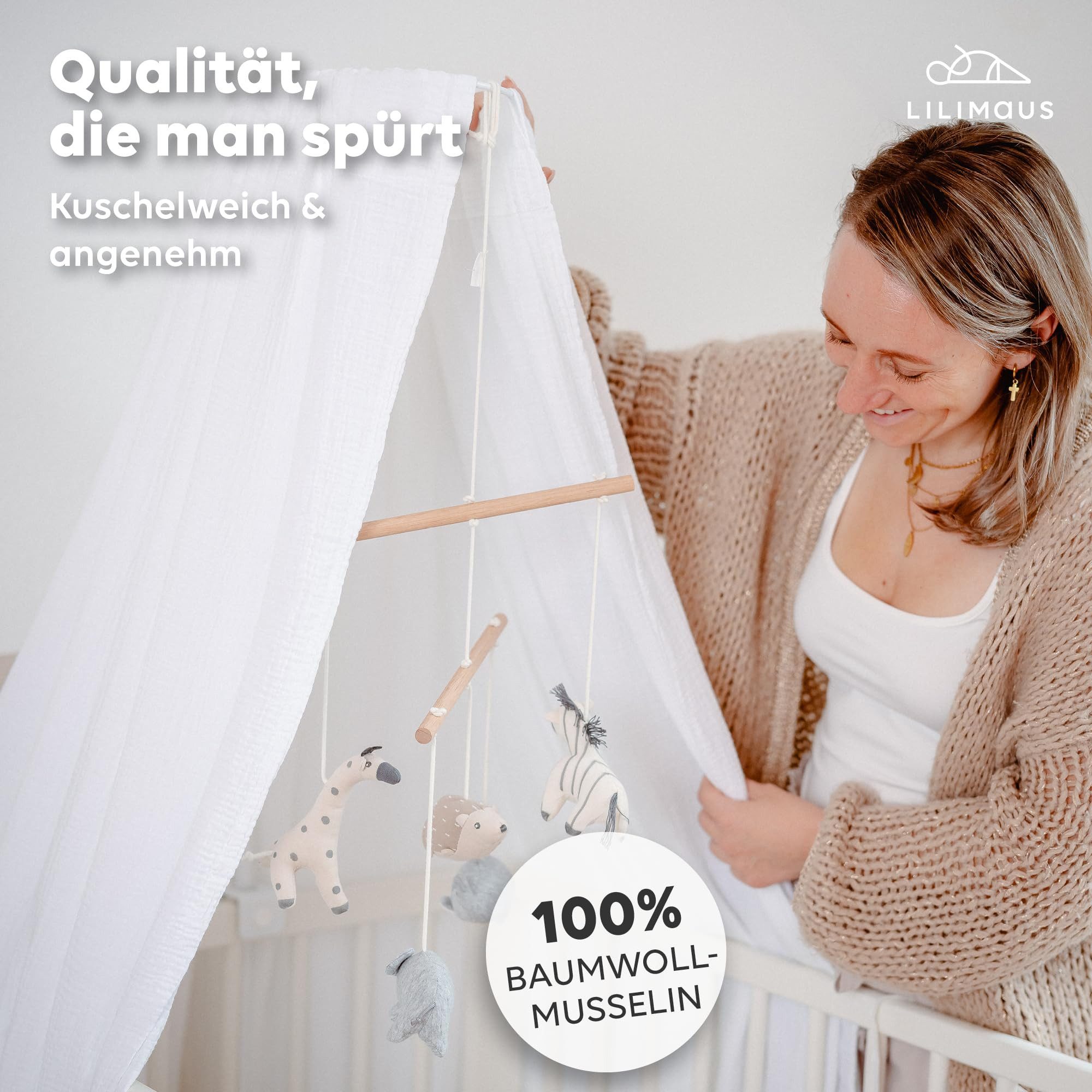 lilimaus Betthimmel Handgefertigter Musselin Betthimmel aus 100% Baumwolle günstig online kaufen