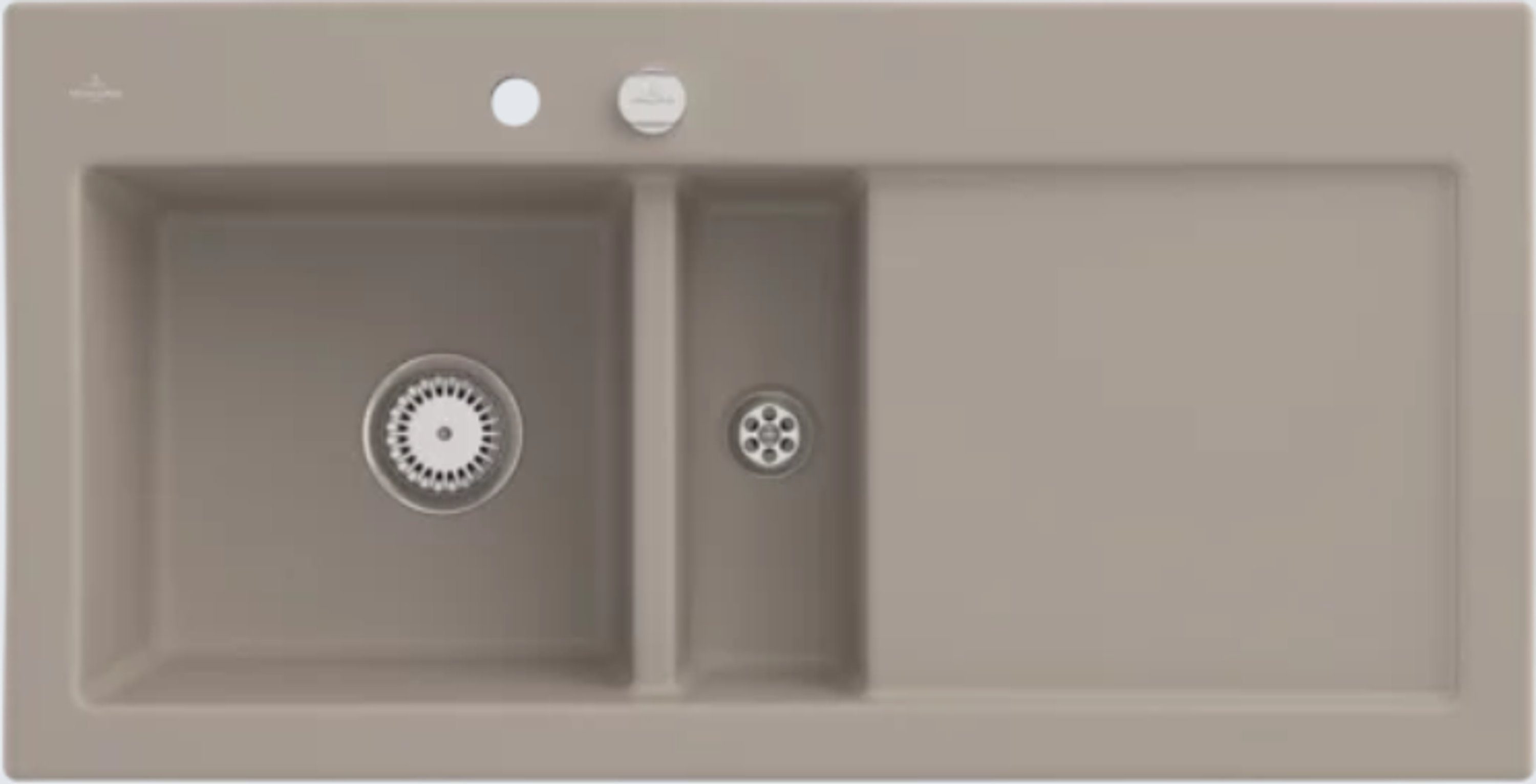 Villeroy & Boch Küchenspüle 6770 02 AM, Rechteckig, 100/22 cm, Geschmacksmuster geschützt, Becken links und rechts möglich