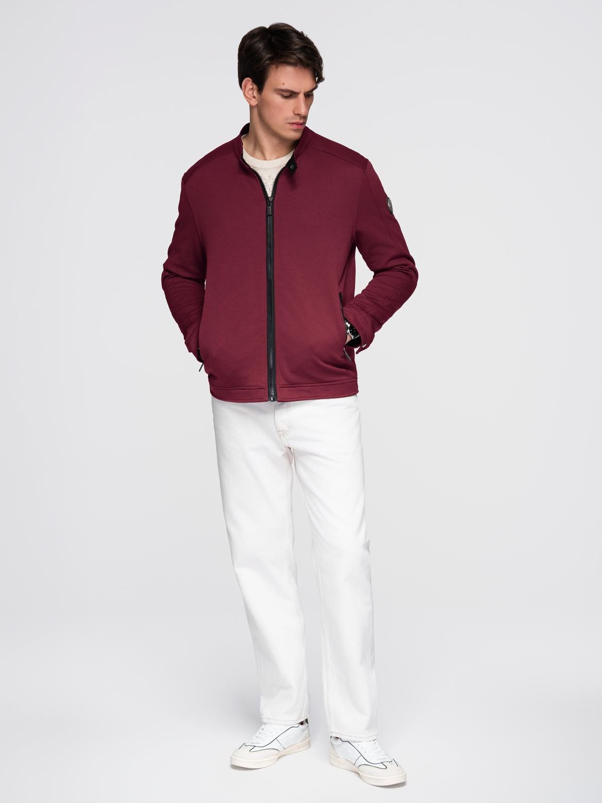 OMBRE Bikerjacke Herren Bikerjacke aus strukturiertem Material