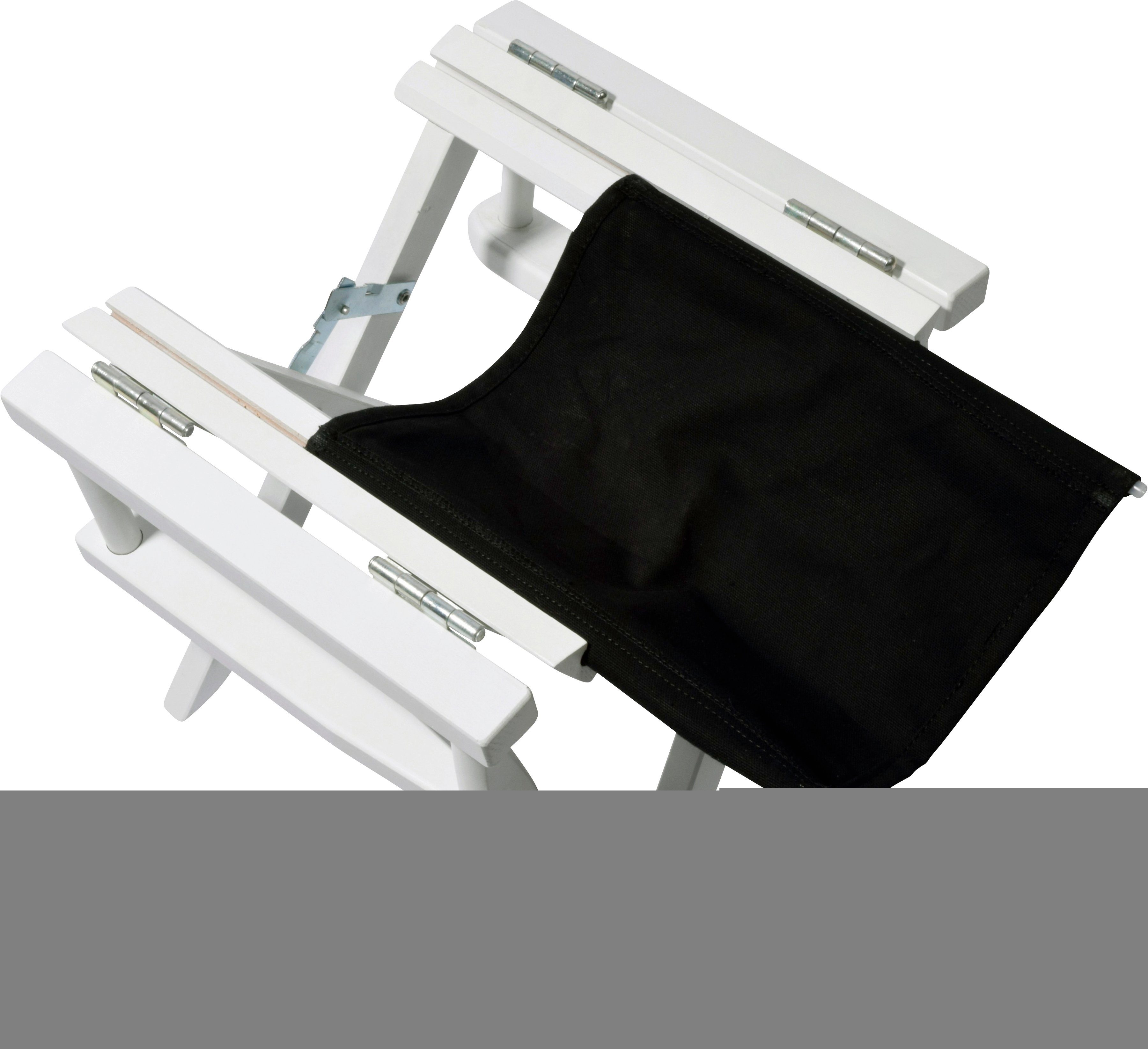 dobar Kinderklappstuhl Mini-Regiestuhl, lackiertem 35x33x62 cm, widerstandsfähig und klappbar, sehr Stuhl Der besteht BxLxH: weiß ist aus Kiefernholz