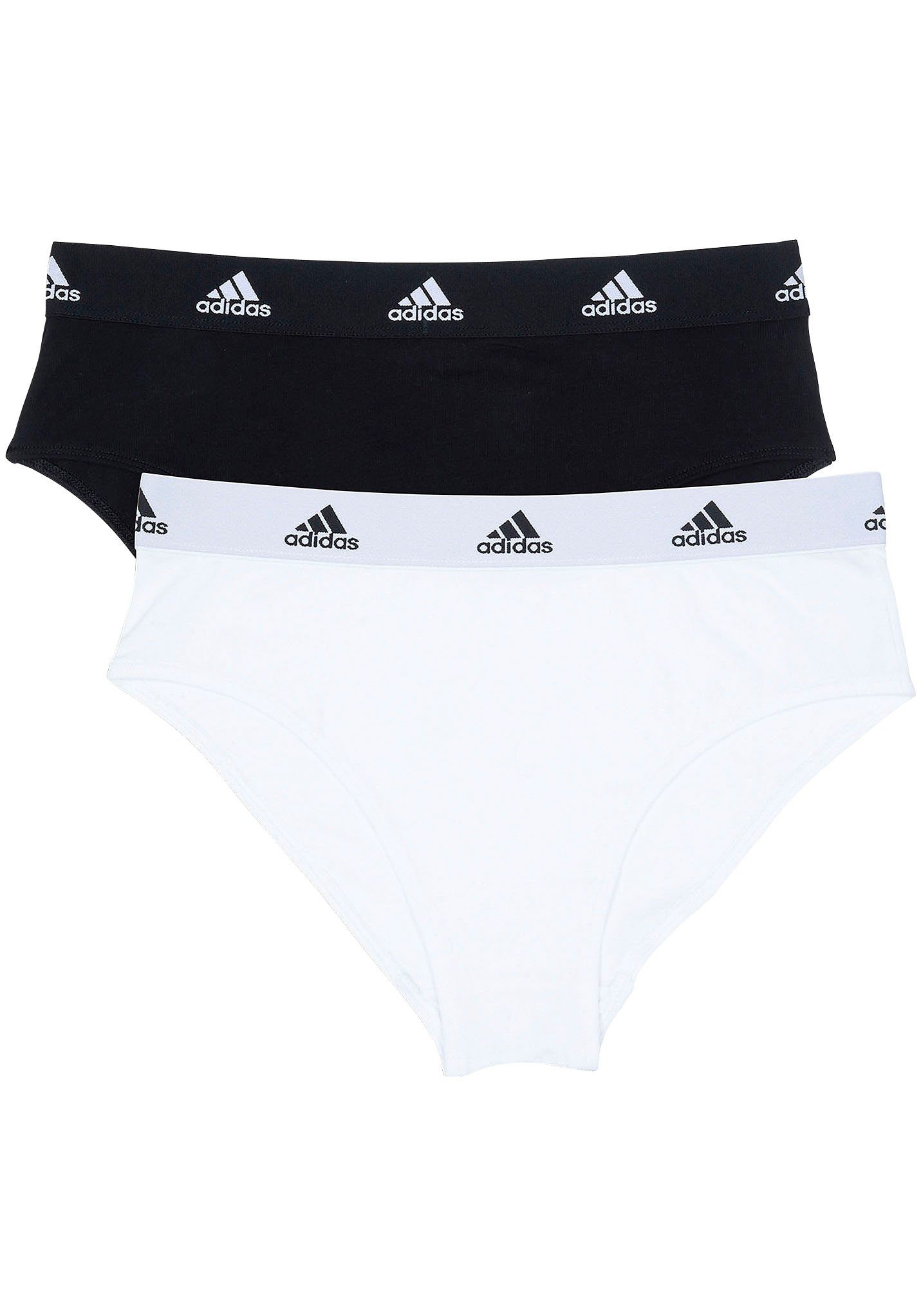 adidas Sportswear Bikinislip (2er-Pack) Bikini mit Logo-Schriftzug im Gummibund schwarz-weiß