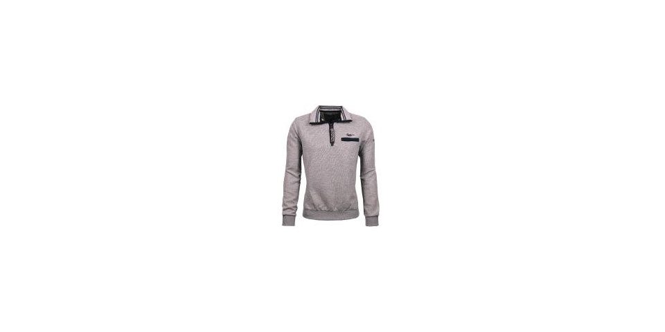 Mode Monte Carlo Sweatshirt Sweat-Shirt Troyer Zip Silbergrau