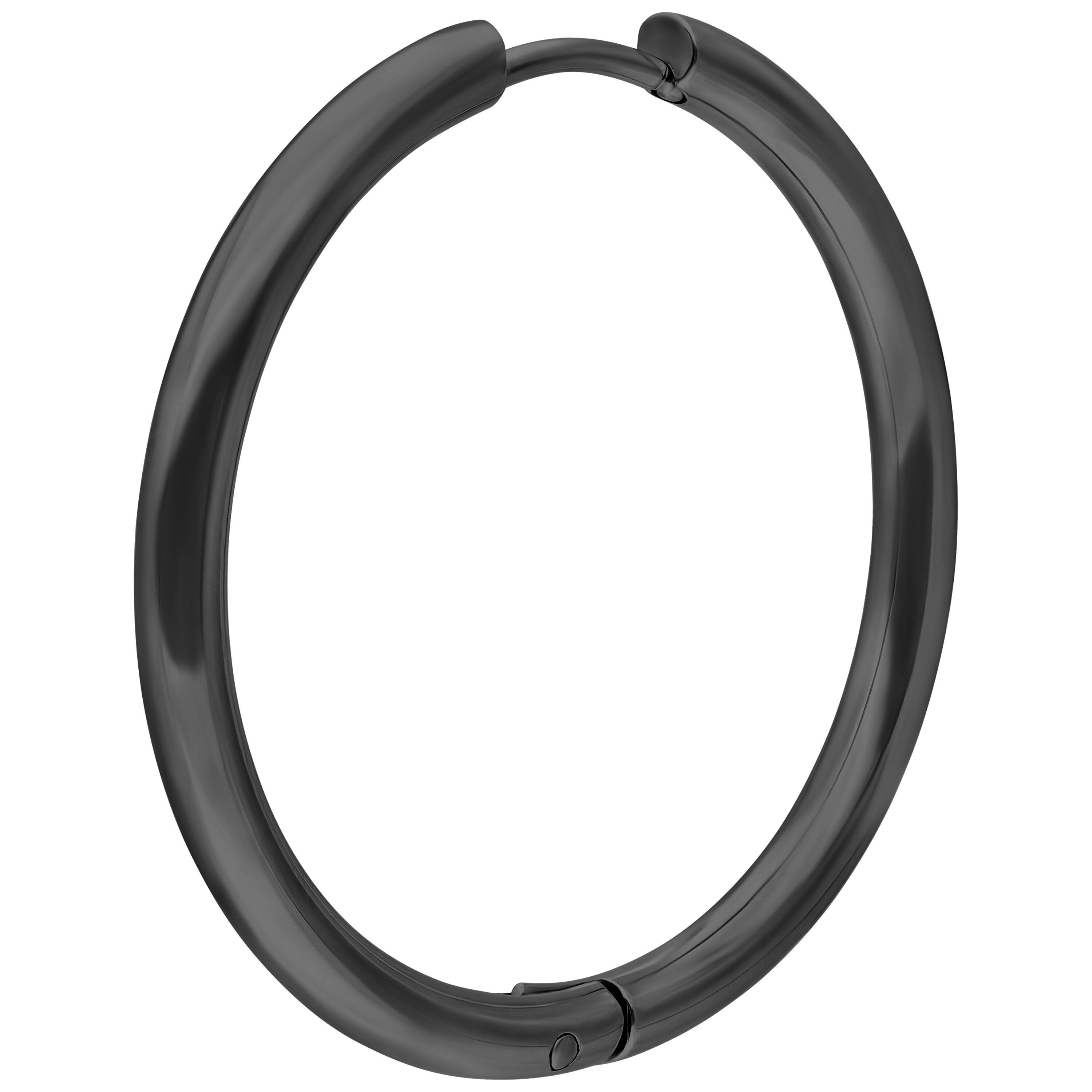 Wildcat Paar Ohrhänger Little Hoops - Schwarz, 25,0 mm, Chirurgenstahl 316L - wasserfest, langlebig, hautverträglich – Bild 3 von 5
