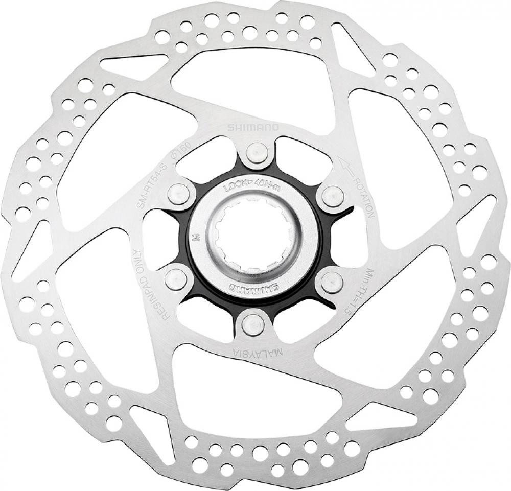 Shimano Scheibenbremse SHIMANO Bremsscheibe SM-RT54 160mm CL Verschlussring mit Innenverzahnu