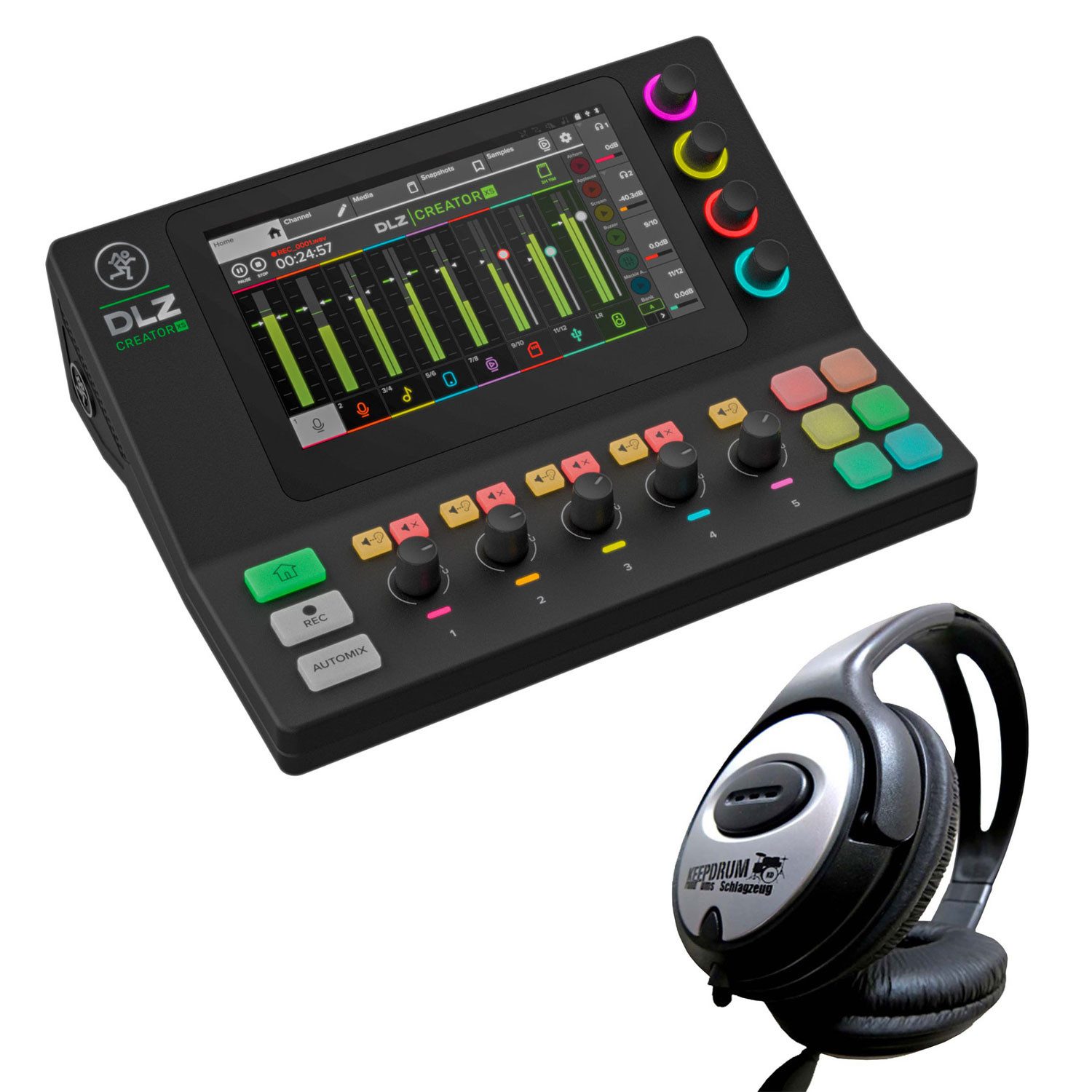 Mackie Mischpult DLZ Creator XS Streaming Mixer mit Kopfhörer Digitales Aufnahmegerät