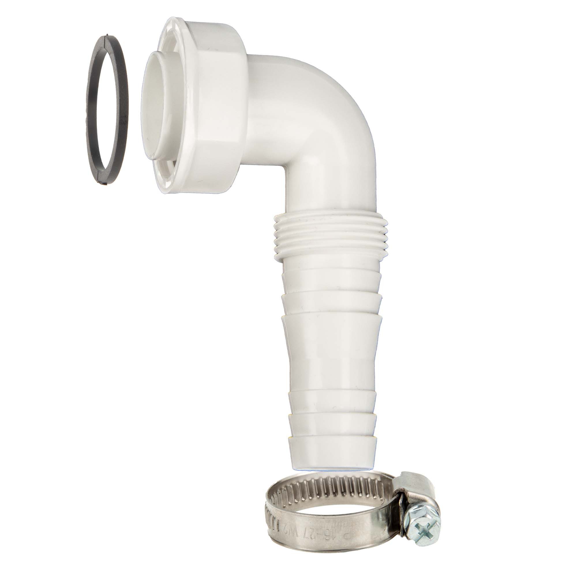tecuro Siphon Geräteanschlusstülle 90° extra lang, mit Schlauchschelle