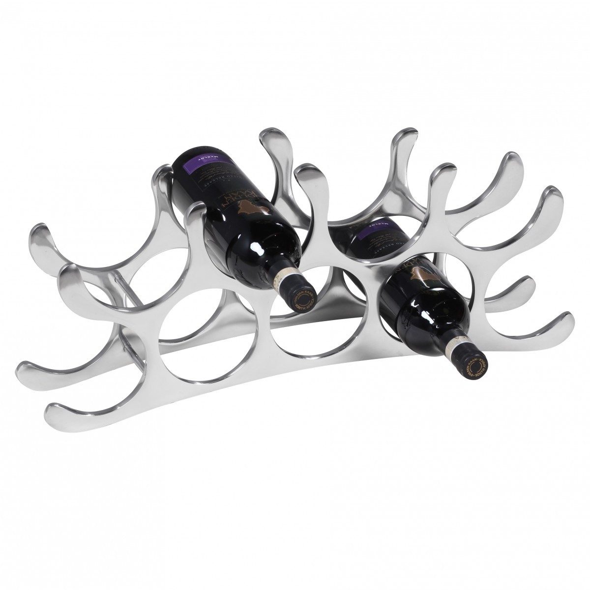KADIMA DESIGN Weinregal Design Aluminium Weinregal 9 Flaschen in Silber 55x20x12 cm, Halter Schmal Küche Regal, Alu Flaschenständer liegend, Flaschenregal Wein Zubehör Edel modern, Metall Deko Weinflaschen