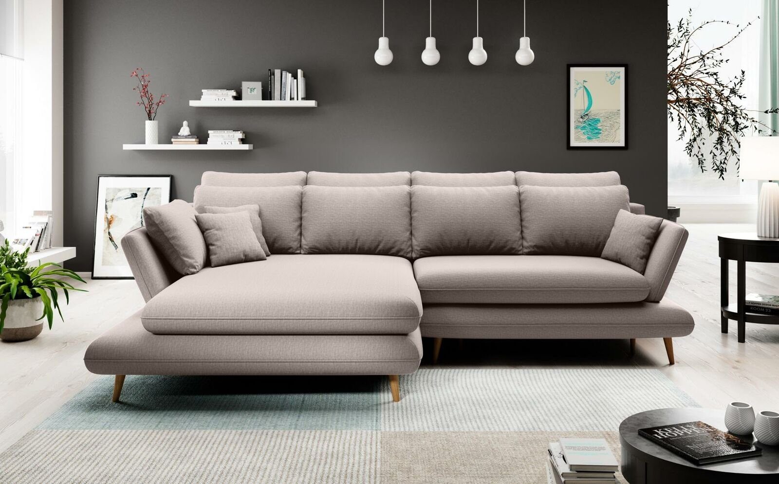 JVmoebel Ecksofa Stoff Modern Made Ecksofa Design, Couch Wohnlandschaft in L-Form Europe Sofa