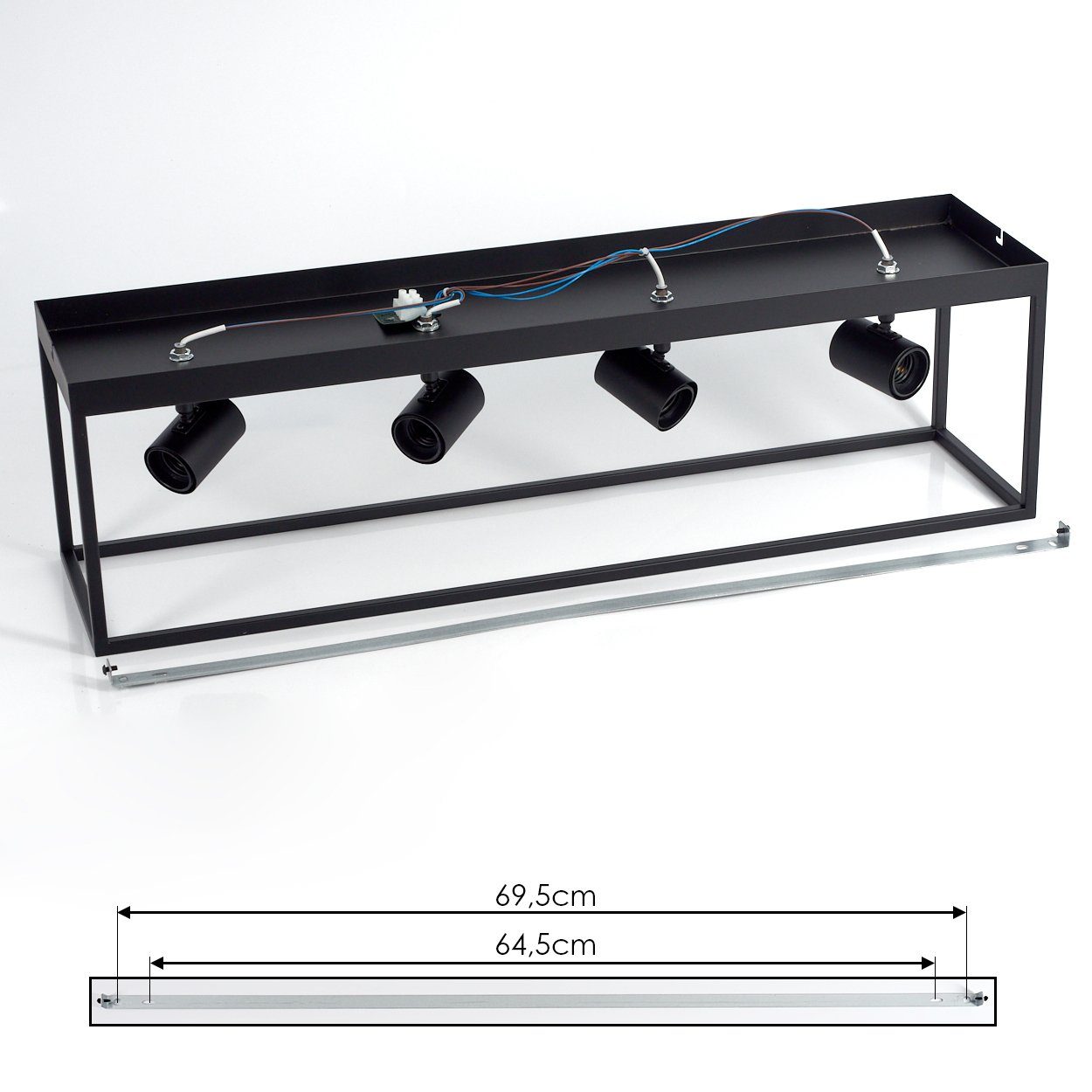 hofstein Deckenleuchte »Palazzetto« längliche Deckenlampe aus Metall in Schwarz, ohne Leuchtmittel, mit verstellbaren Strahlern u. Lichteffekt durch Gitter-Optik, E27. € 49,99