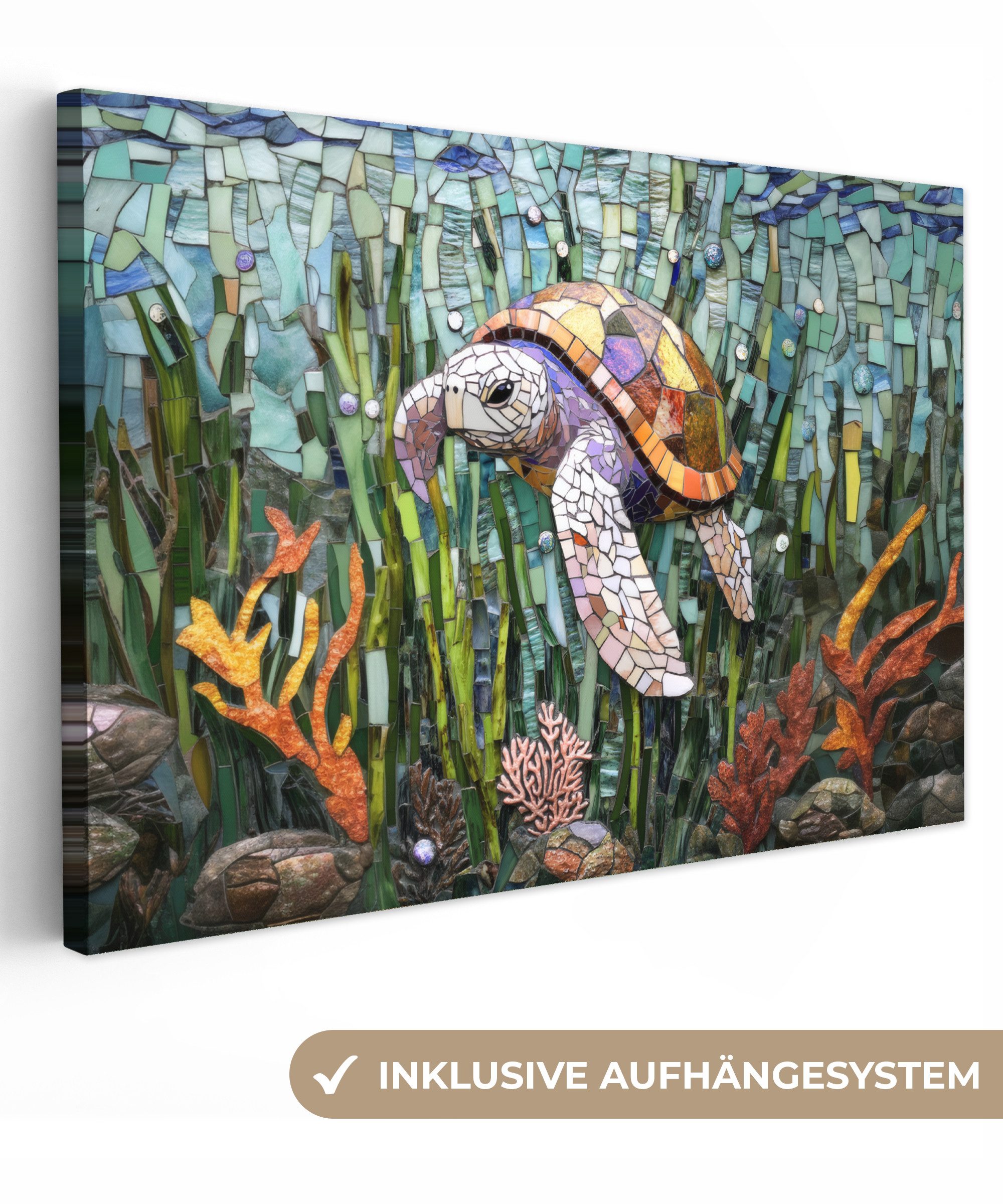 OneMillionCanvasses® Leinwandbild Schildkröte - Seegras - günstig online kaufen