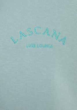 LASCANA Kapuzensweatshirt -Hoodie-Sweatshirt mit Kapuze und Logostickerei, Loungewear, Loungeanzug
