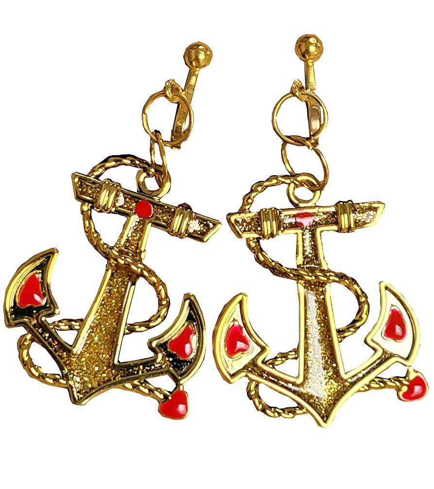 Karneval-Klamotten Kostüm Matrosin Schmuck Ohrringe Ankerform, Zubehör Accessoire Marine Matrose Matrosin Kostüm Karneval Fasching