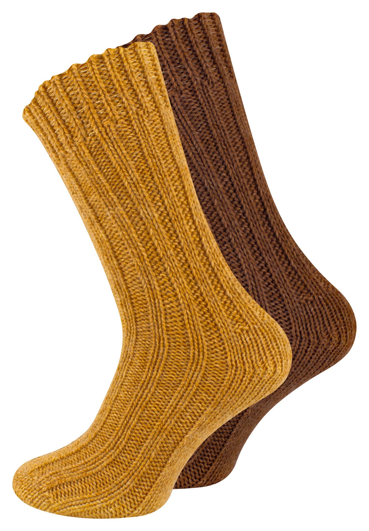 Cotton Prime® Socken Unisex Alpakasocken (4-Paar) ökologisch gefärbt und vorgewaschen goldgelb/braun