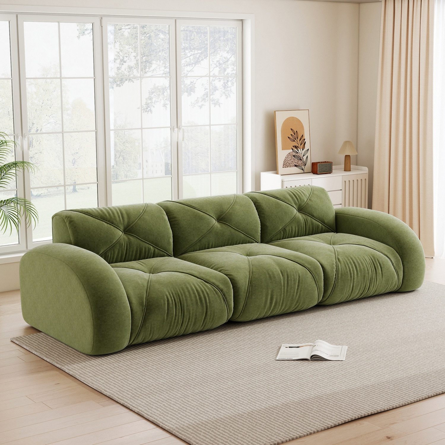 ANYSUN 2-Sitzer modulares 2-Sitzer-Sofa,Polstersofa,Chaiselongue Chenille-Sofa, Komprimiertes Sofa,rutschfester Unterseite,32D-Schaumstoff hoher Dichte, für Wohnzimmer,Schlafzimmer und Heimkino, keine Montage erforderlich