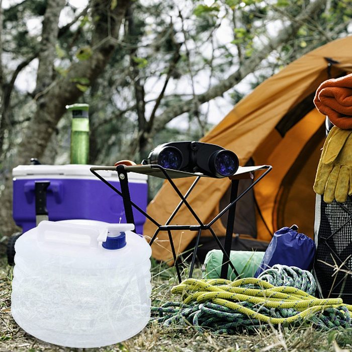 Mmgoqqt Kanister Wasserkanister faltbar 2er Set Oval mit Hahn Haltegriff Camping Faltkanister BPA frei lebensmittelecht