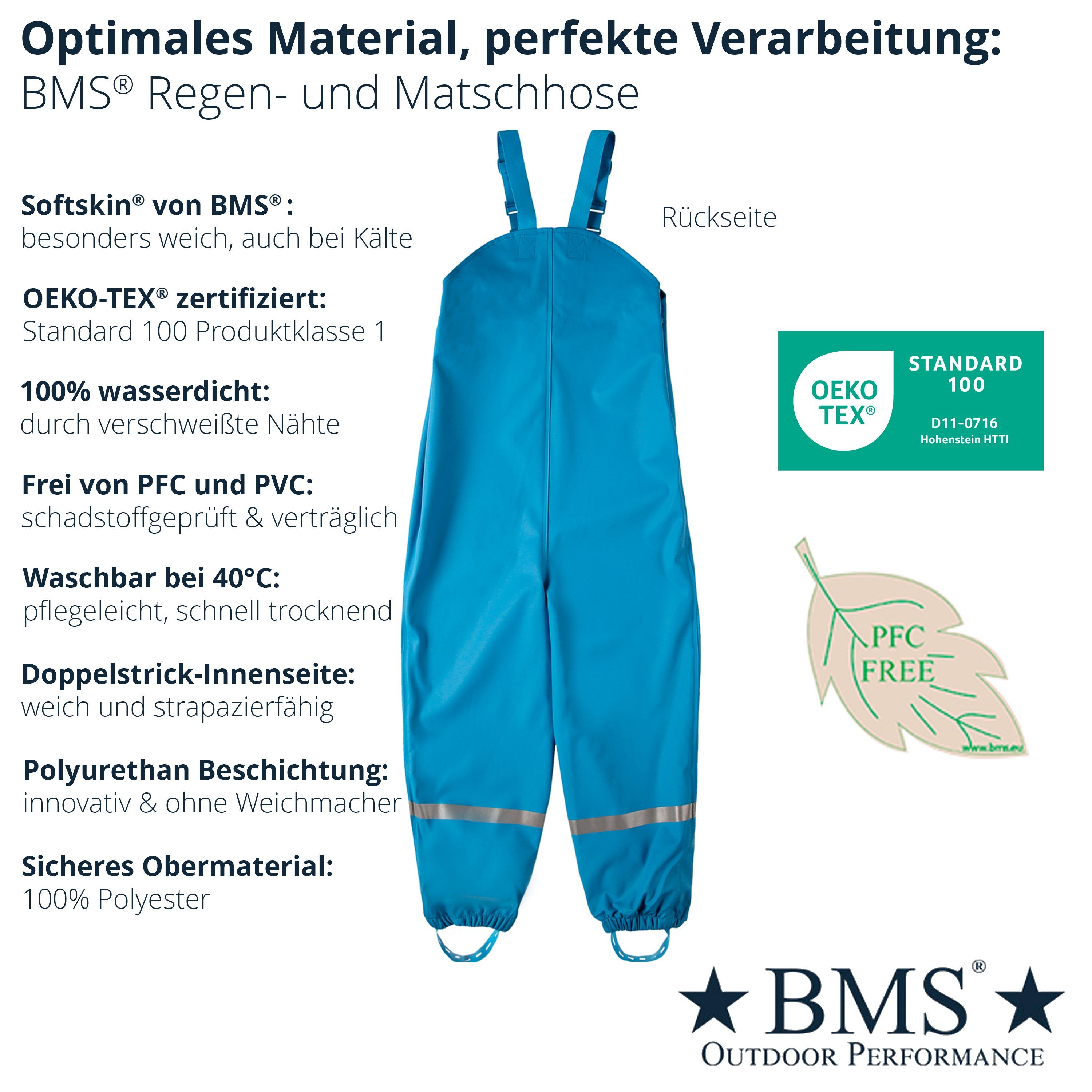 BMS Regen- und Matschlatzhose Räuberwald 100% wasserdichte Regenlatzhose OekoTex zertifiziert – Bild 4 von 5