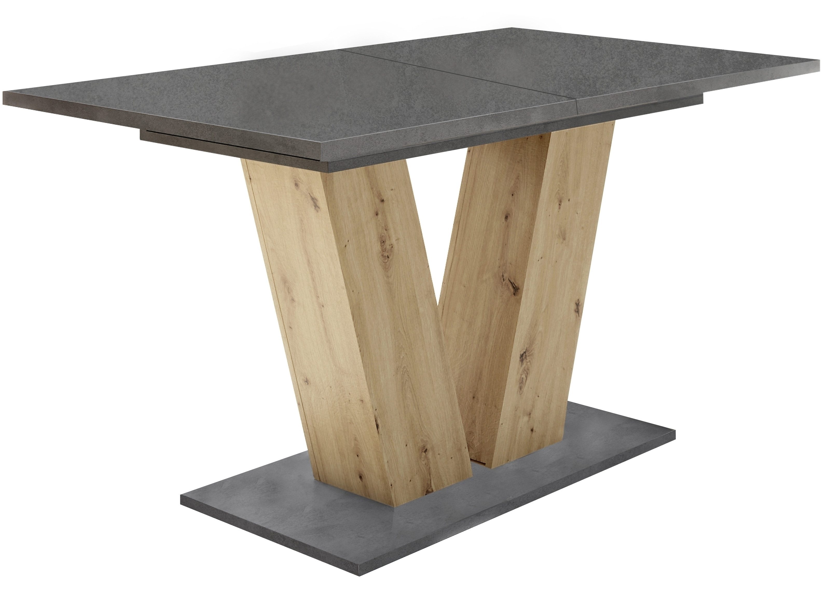 Mäusbacher Säulen-Esstisch (ausziehbar) in asteiche / graphit - 140x76x80cm (BxHxT) (ausziehbar)