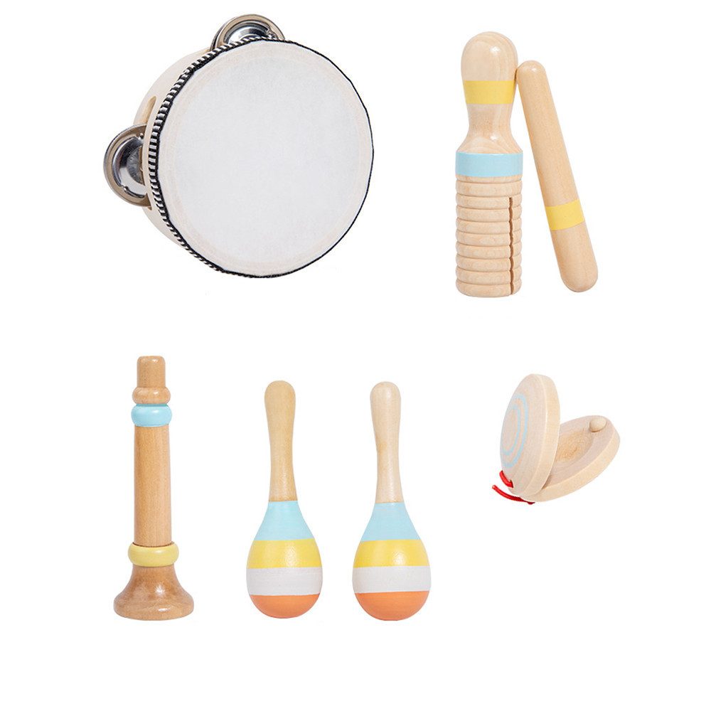Flintry Spielzeug-Musikinstrument Montessori-Holzspielzeug für Kleinkinder von 3-6 Jahren, (6 tlg), modernes Boho-Percussion-Instrumenten-Set für Kinder,Geschenke