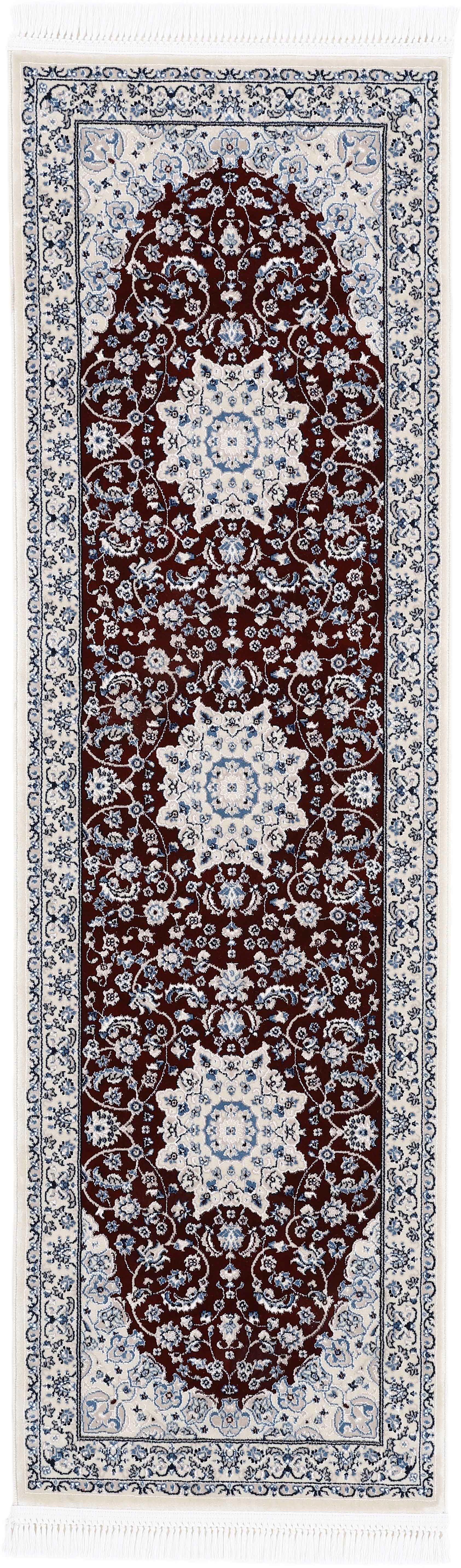 carpetfine Teppich Nain Diane, auch als Läufer, rechteckig, Höhe: 8 mm, Kurzflor mit Fransen, Vintage Orient Look, Wohnzimmer