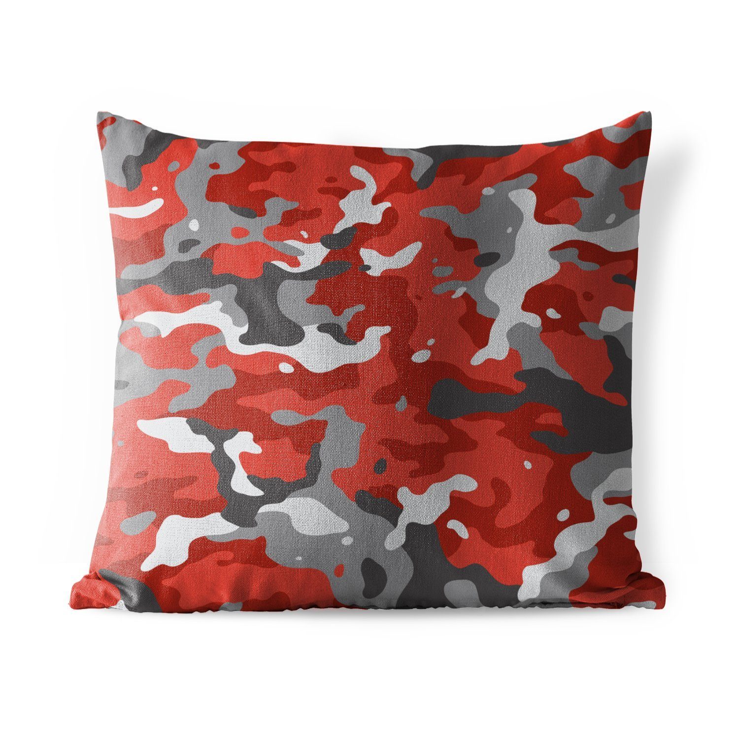 Dekokissen Camouflage-Muster, Outdoor MuchoWow Dekokissen, Kissenbezüge, mit Dekokissenbezug, grauem Rot Kissenhülle,