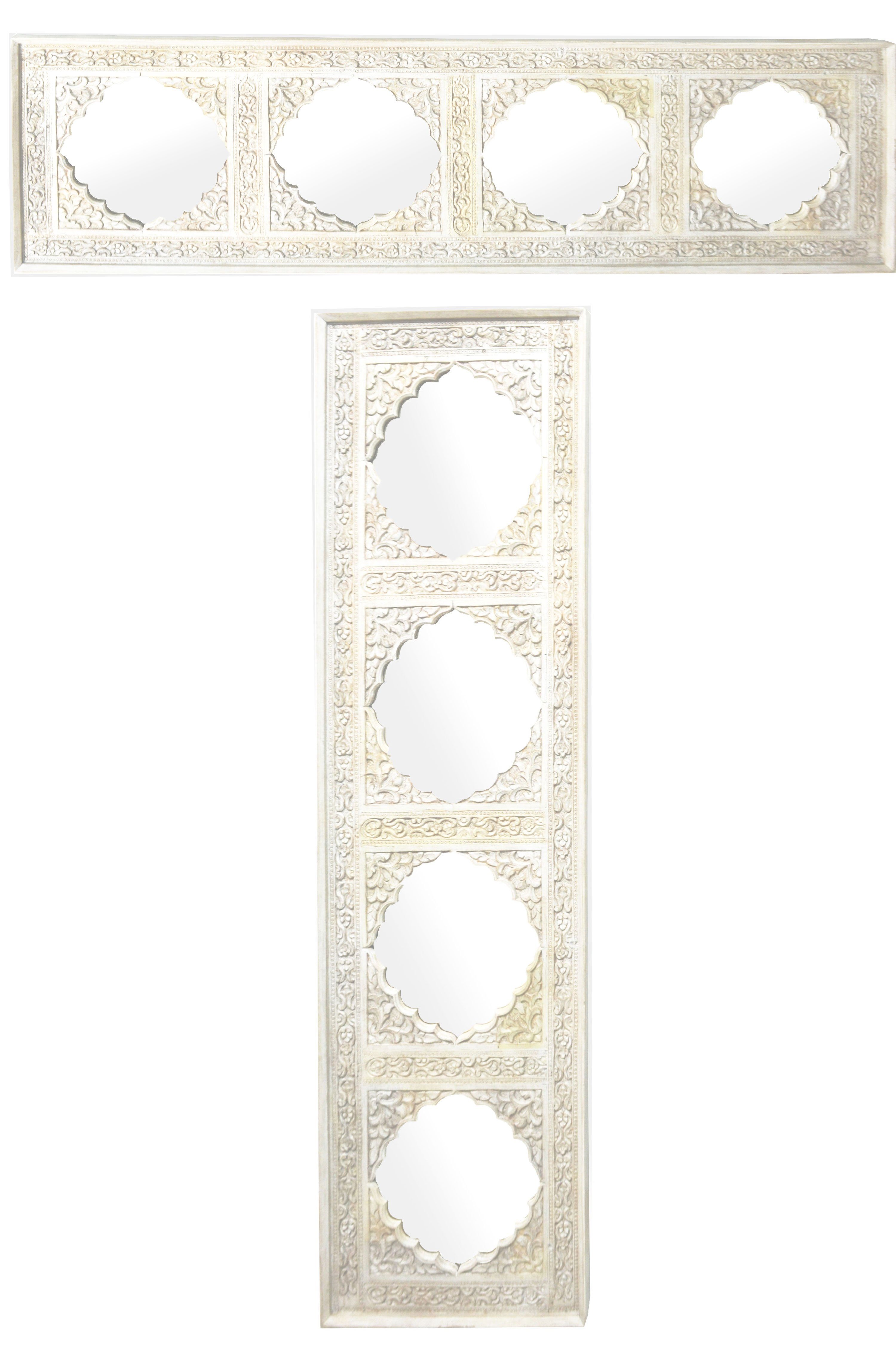 Marrakesch Orient & Mediterran Interior Wandspiegel Orientalische Зеркало Flurspiegel Haliz Weiss - 180cm - (1-St), Handarbeit