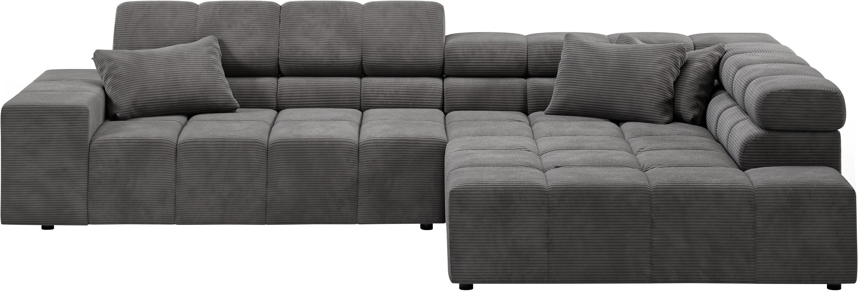 Home affaire Ecksofa Ancona, Ecksofa, incl. Kopfteilverstellung, Breite 319 cm, L-Form, wahlweise motorische Sitztiefenverstellung, auch in Cord + Easy Care