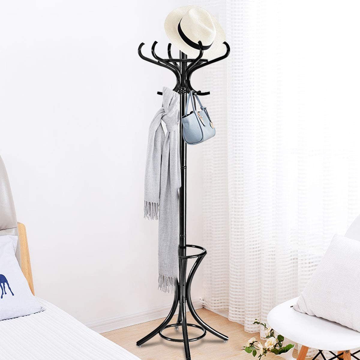 COSTWAY Garderobenständer, 184cm, mit Schirmständer und günstig online kaufen