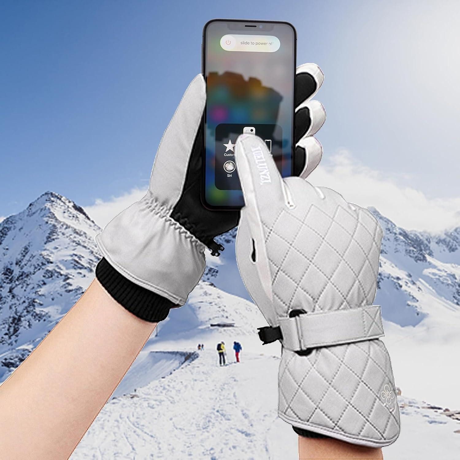 LuxusKollektion Skihandschuhe Skihandschuhe Damen Touchscreen Wasserdicht Snowboard Gitter Grau