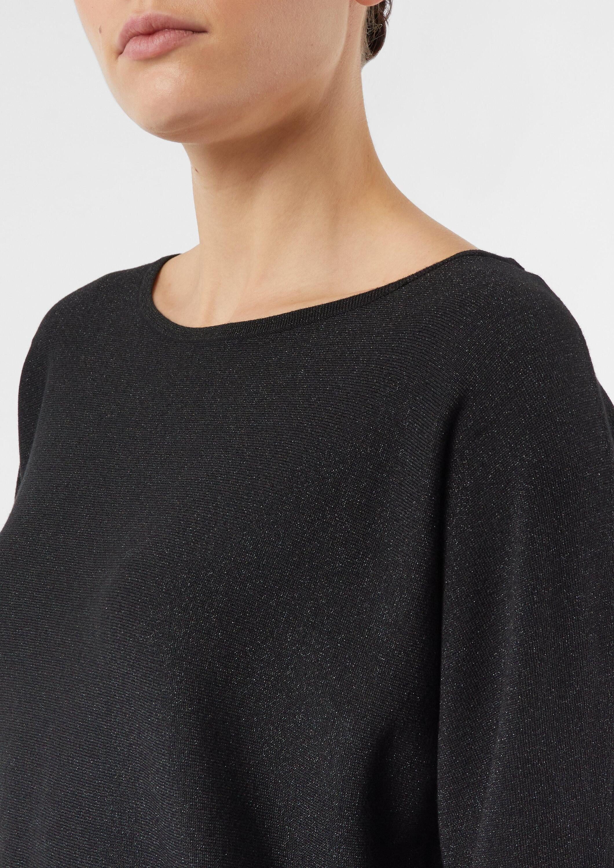 comma 3/4 Arm-Pullover Strickpullover Glitzergarn-Feinstrickpullover mit 3/4-Arm