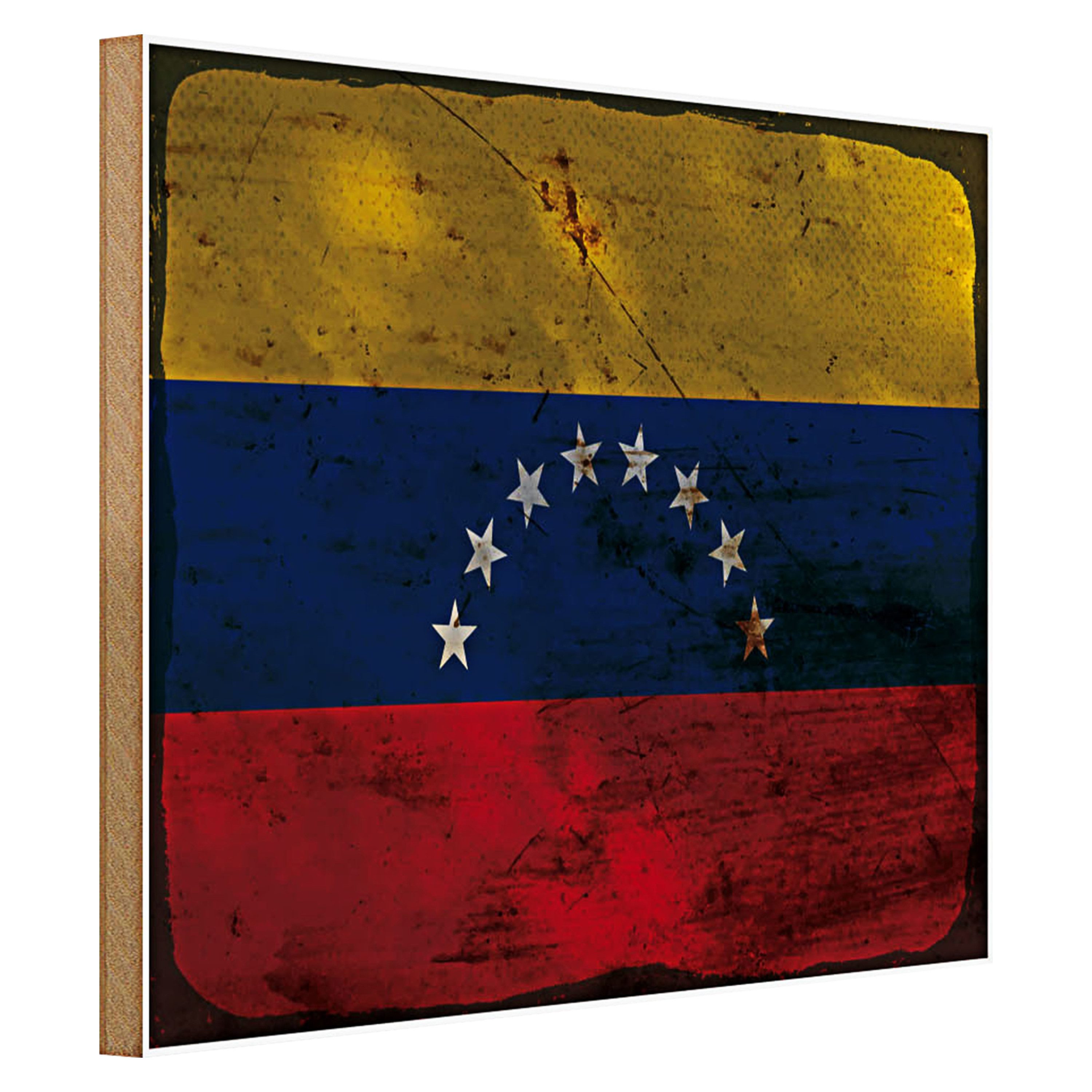 Roomando Holzbild Flagge Venezuela 40x30cm Flag Venezuela Rost