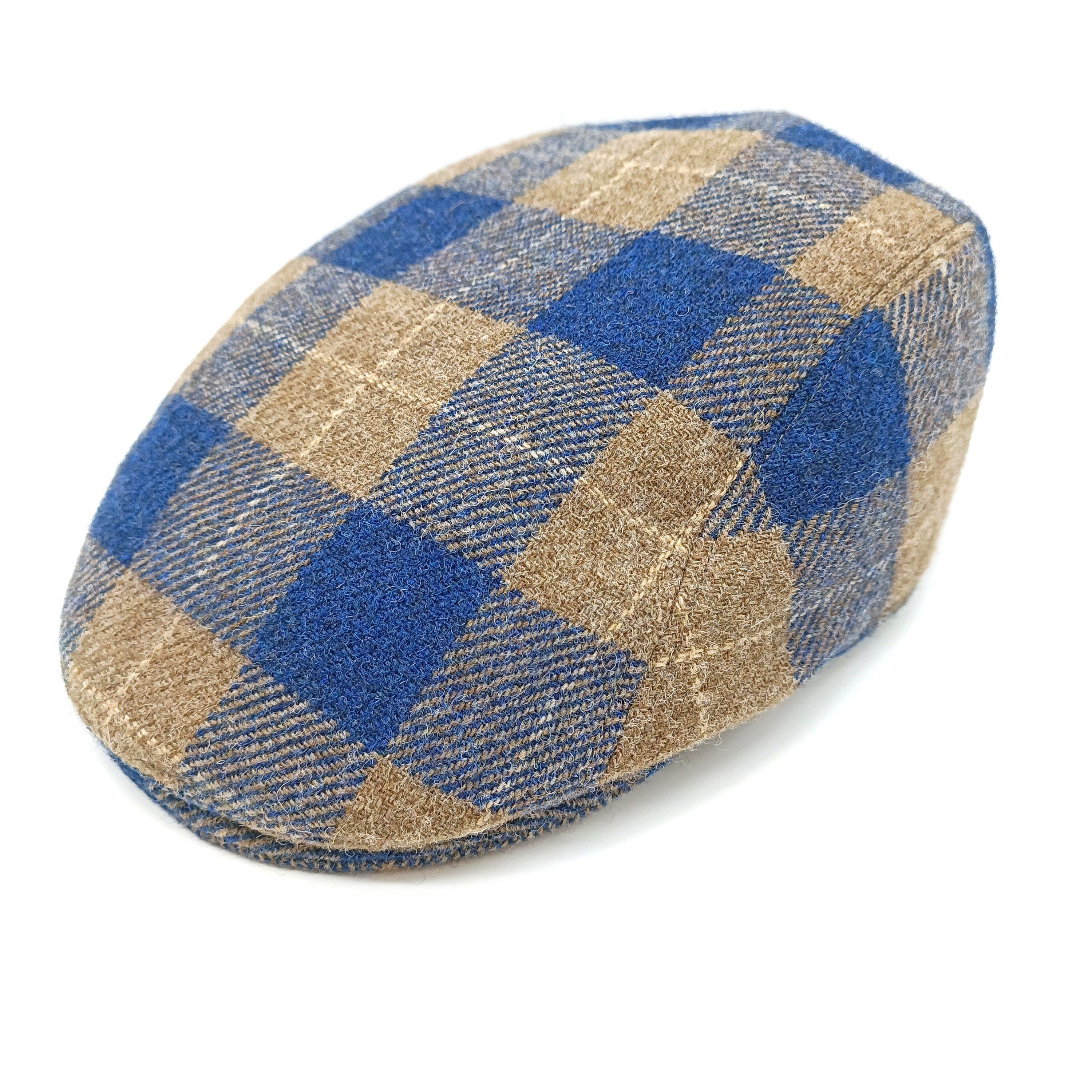 Flatcap Ohrenklappen blau/beige Flat Cap mit Boston Göttmann