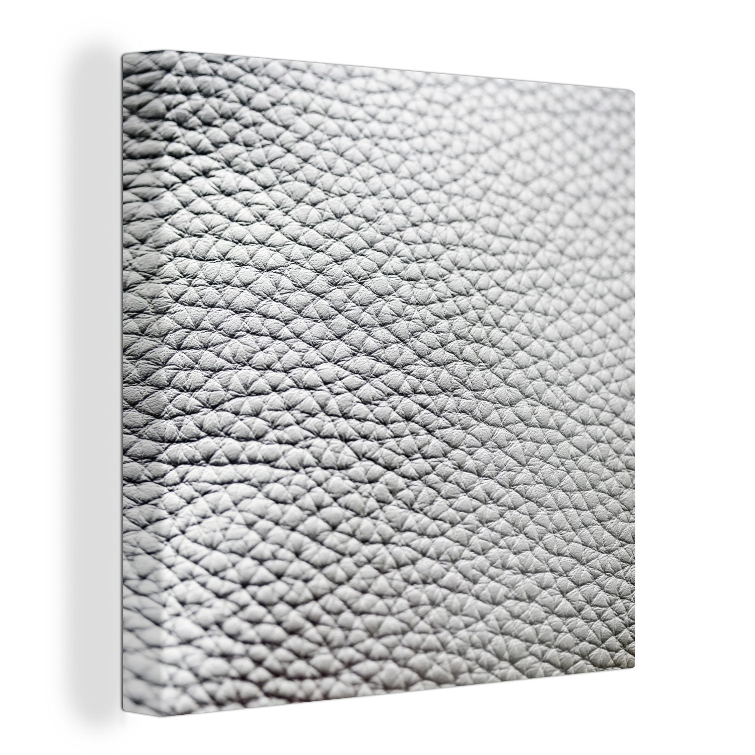 OneMillionCanvasses® Leinwandbild Grauer Lederhintergrund, (1 St), Leinwand Bilder für Wohnzimmer Schlafzimmer