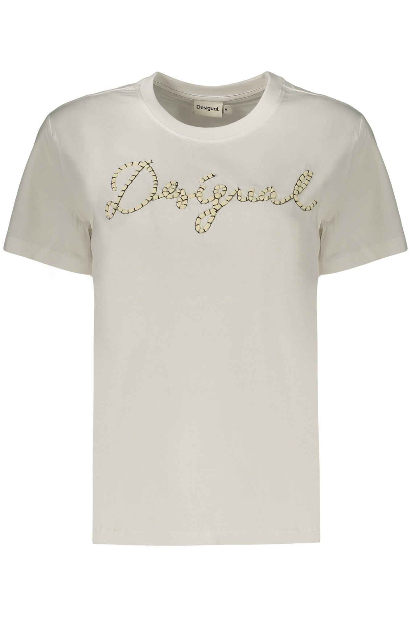 Desigual T-Shirt Weißes Damen Kurzarm-T-Shirt mit Applikation und