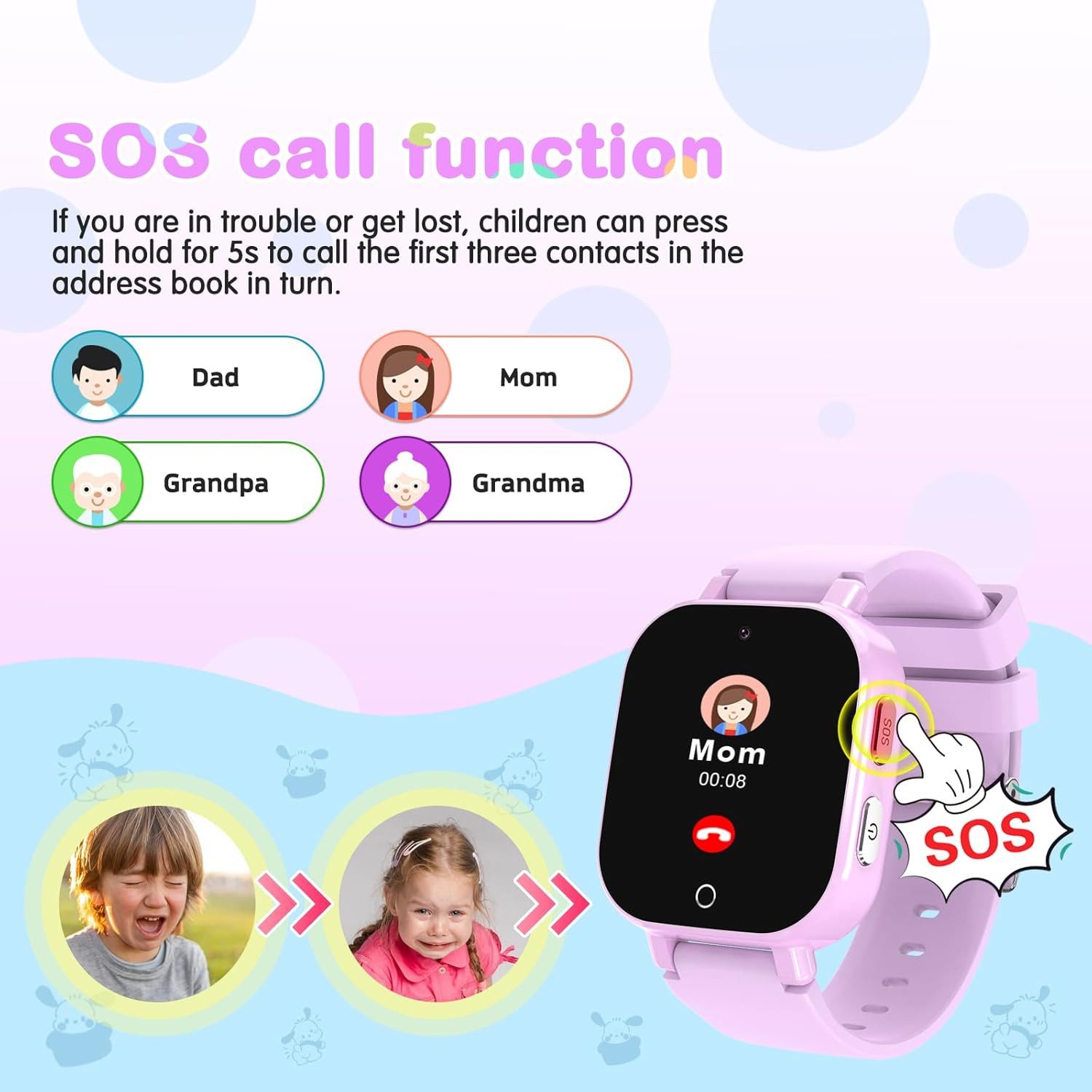 CATGIFF Smartwatch (2,5 cm, sim-karte), Kinder Smartwatch mit sicheren Funktionen